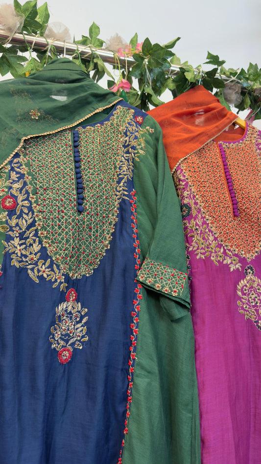Heavy beautiful Aline mul chandari suit