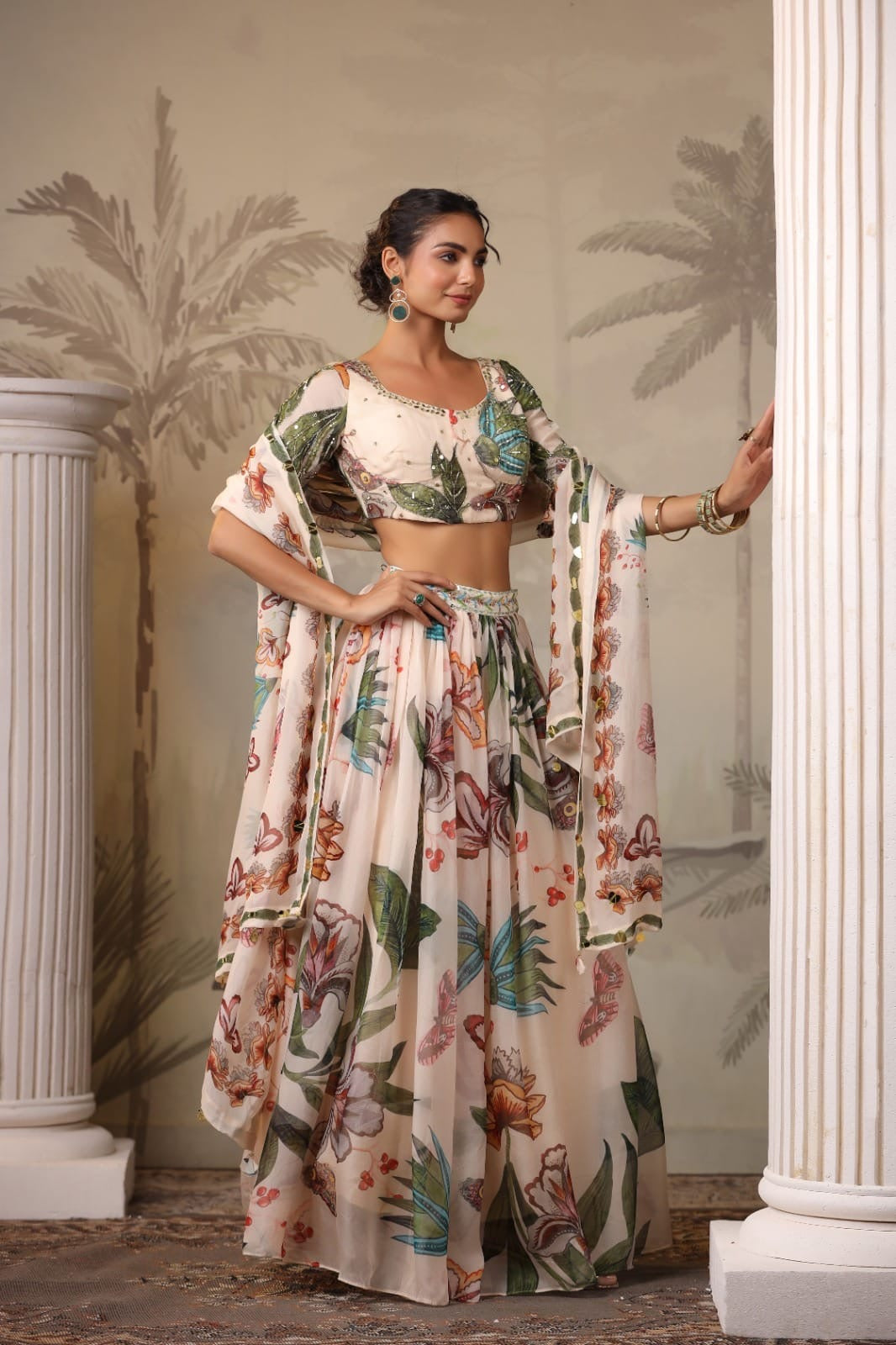 Luxe Tropical skirt blouse set