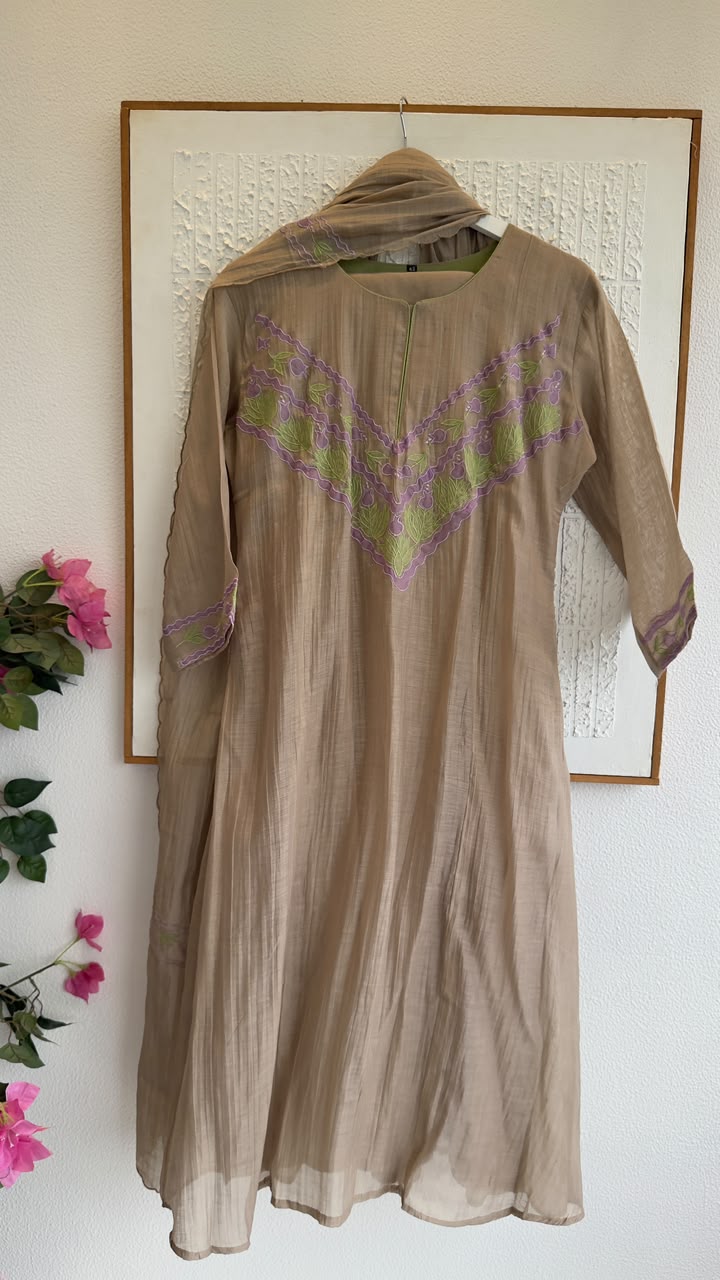 Pastel appliqué descent mul chandari suit