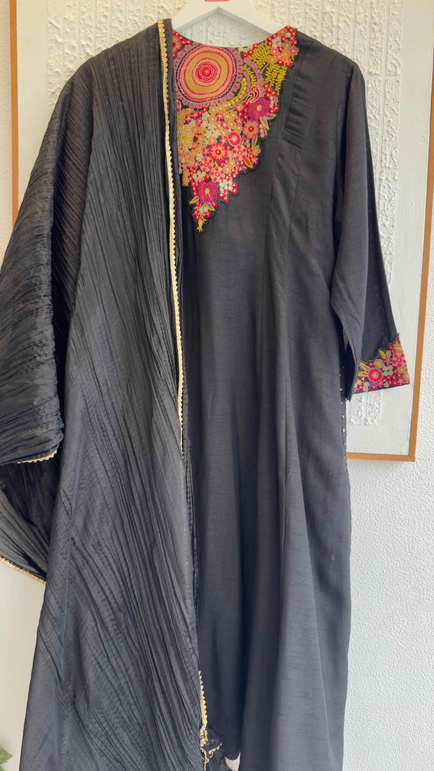Black pure silk designer Anarkali