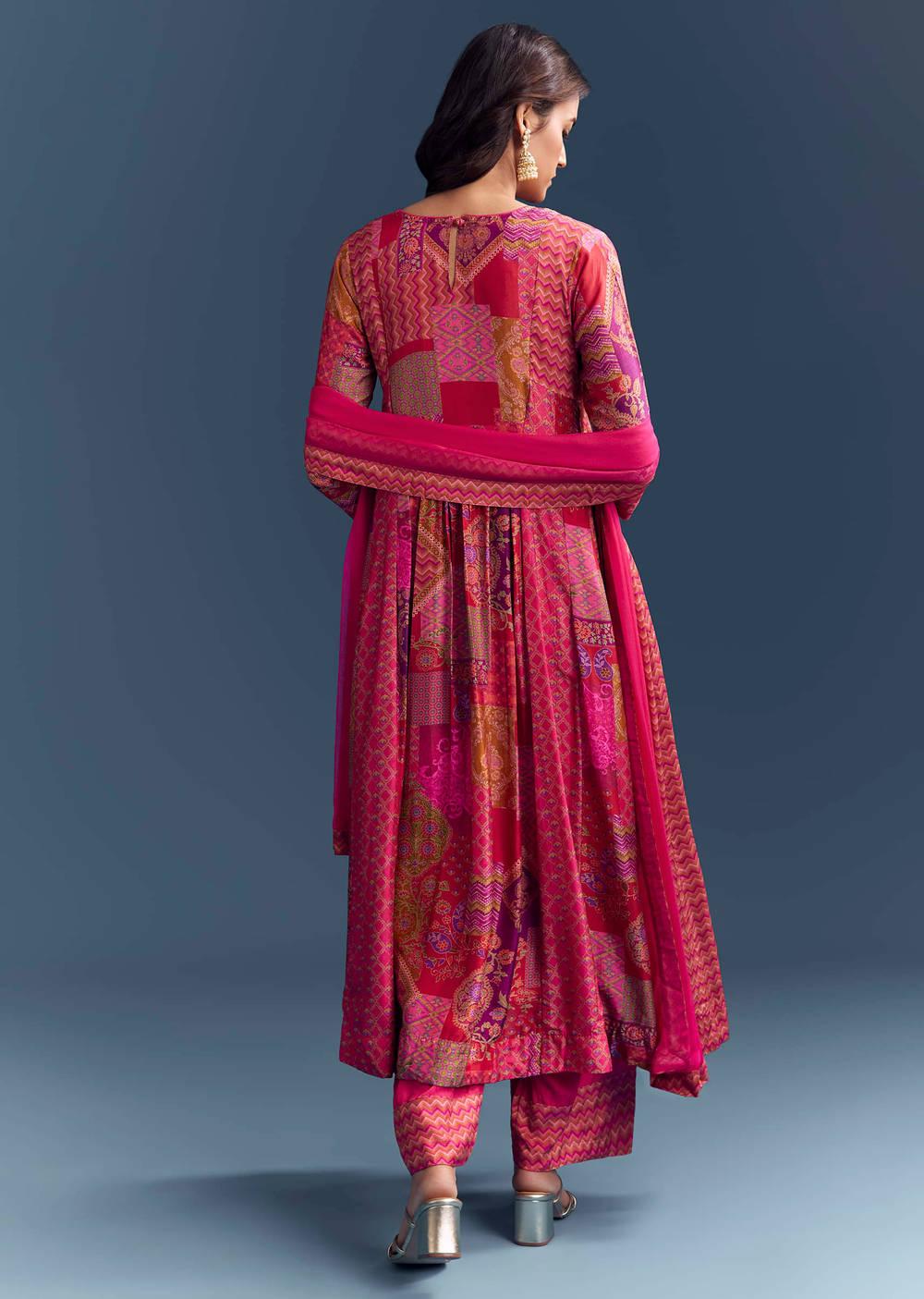 Digit raw silk designer Anarkali