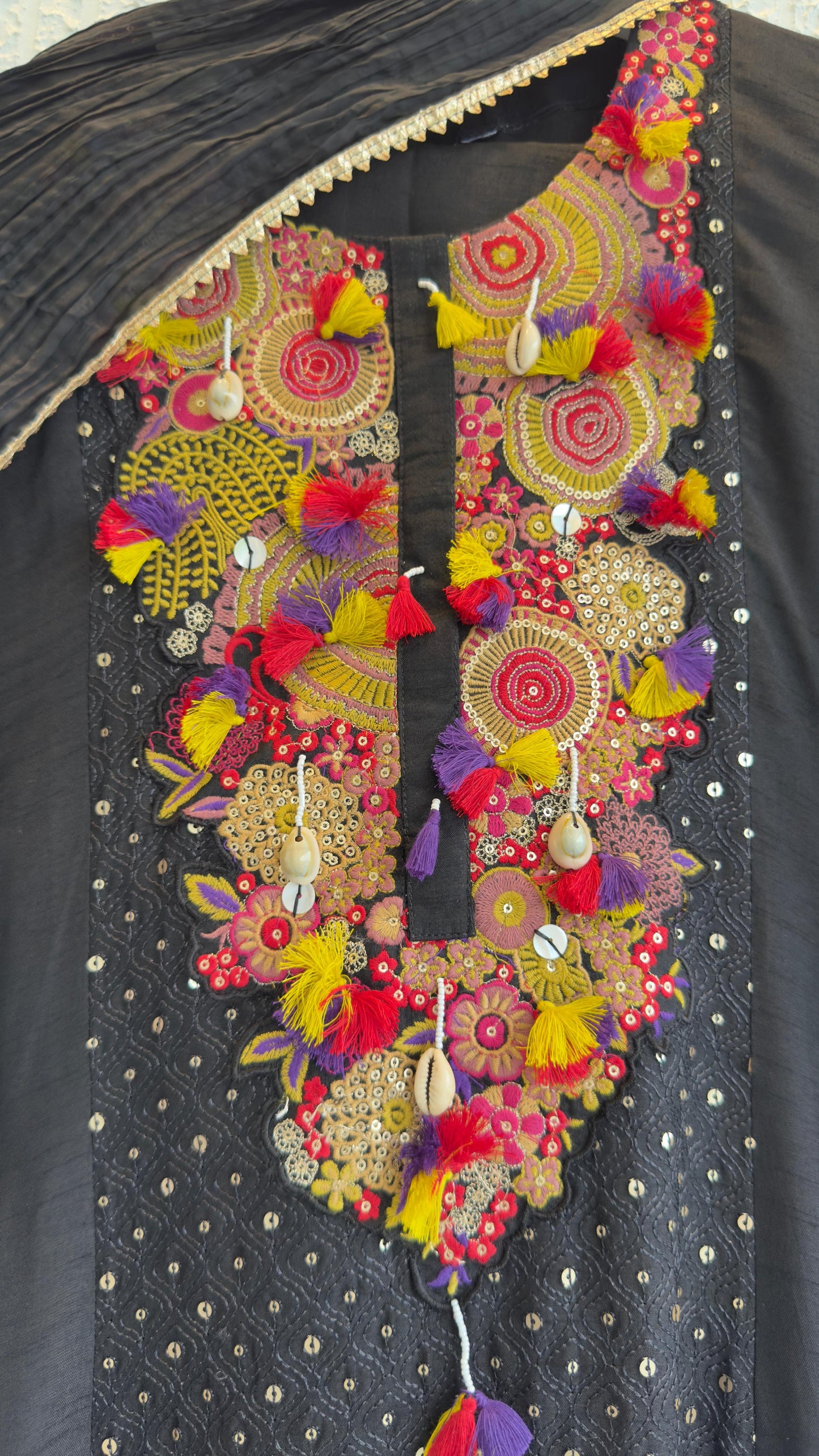 Black pure silk designer Anarkali