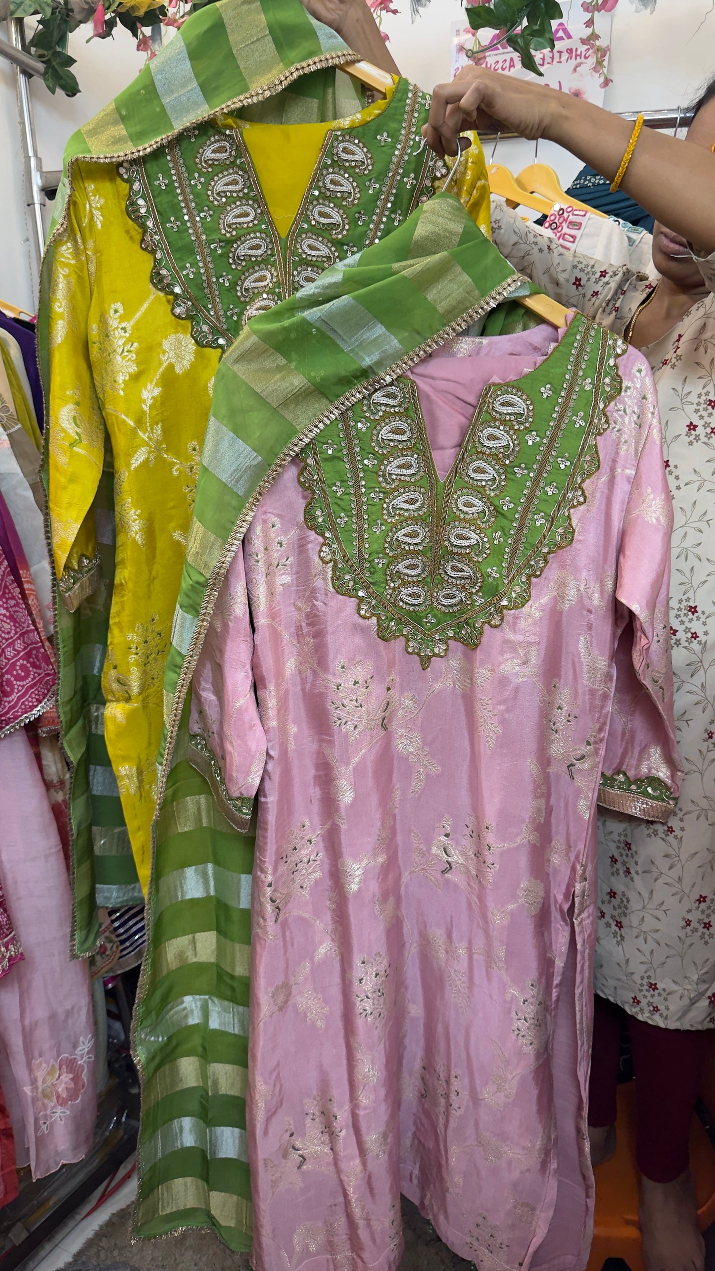 Vintage banaras silk suit with tissue dup & silk pants
