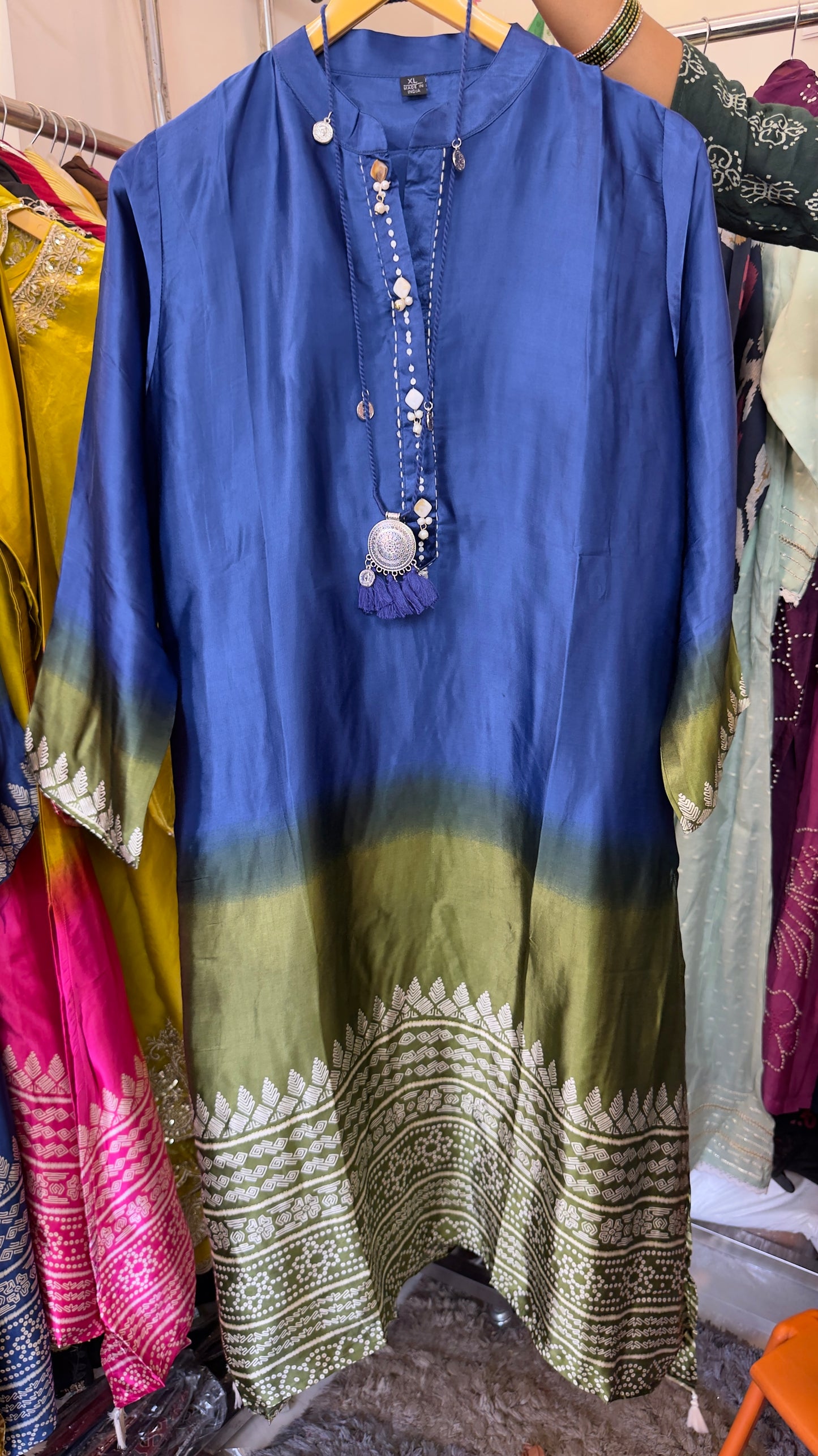 Blue Gajji kurta pant with cotton lining
