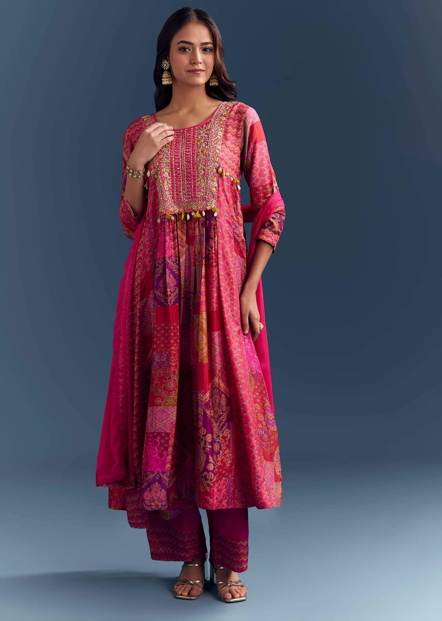 Digit raw silk designer Anarkali
