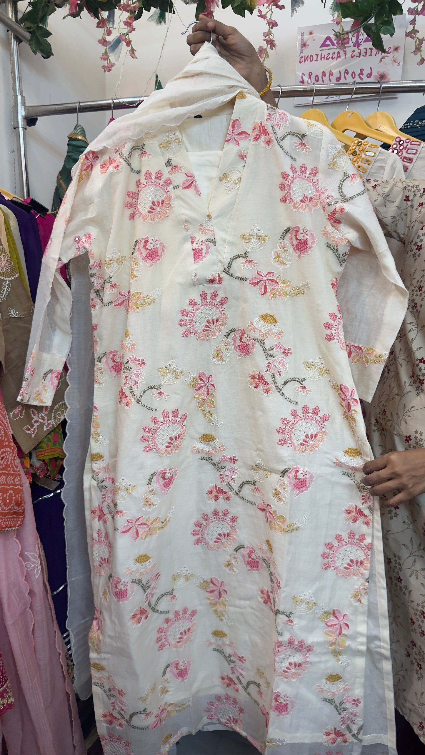 Embroidery mul chandari beautiful suit