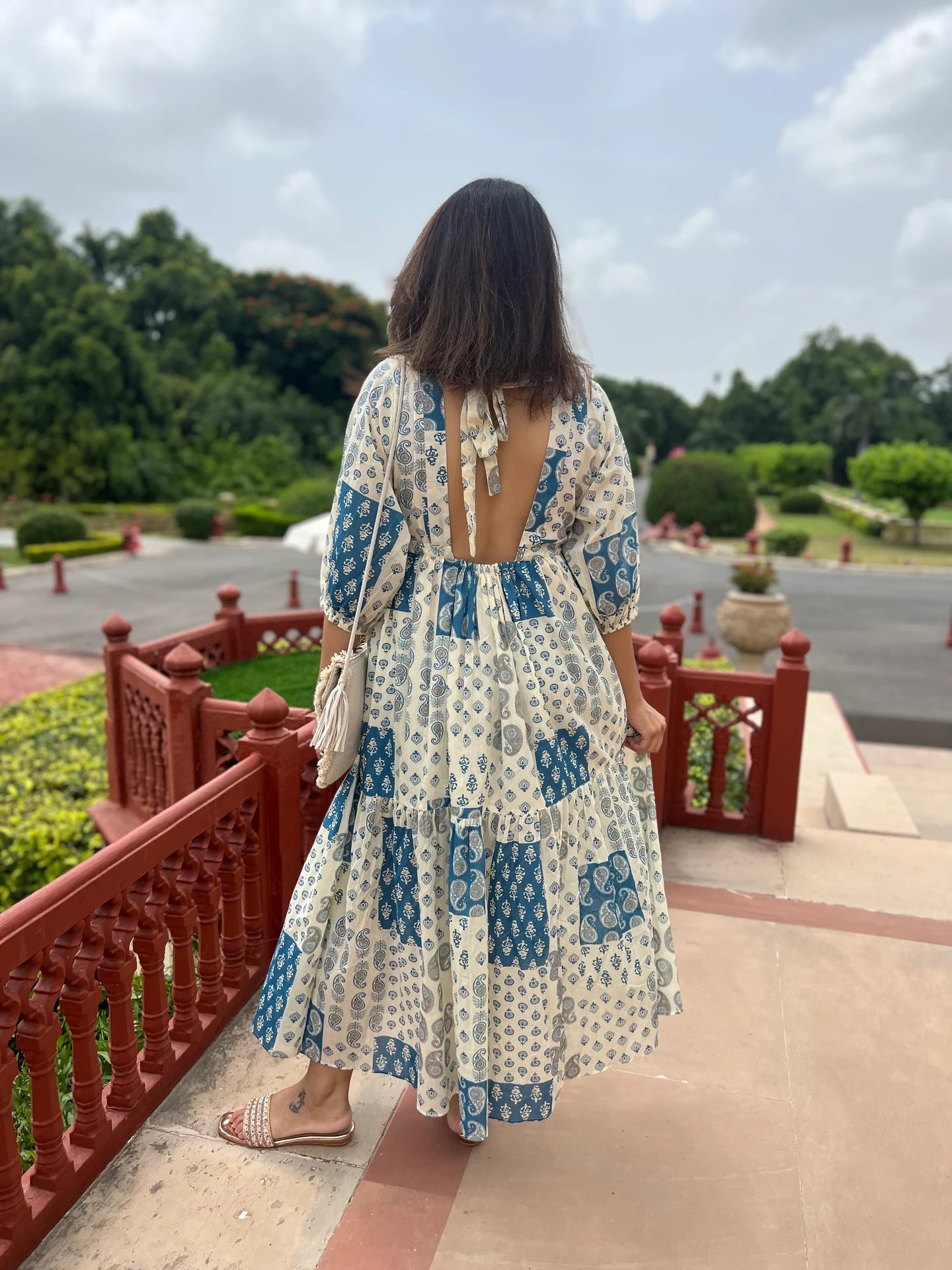 Off White Printed Cotton Dress