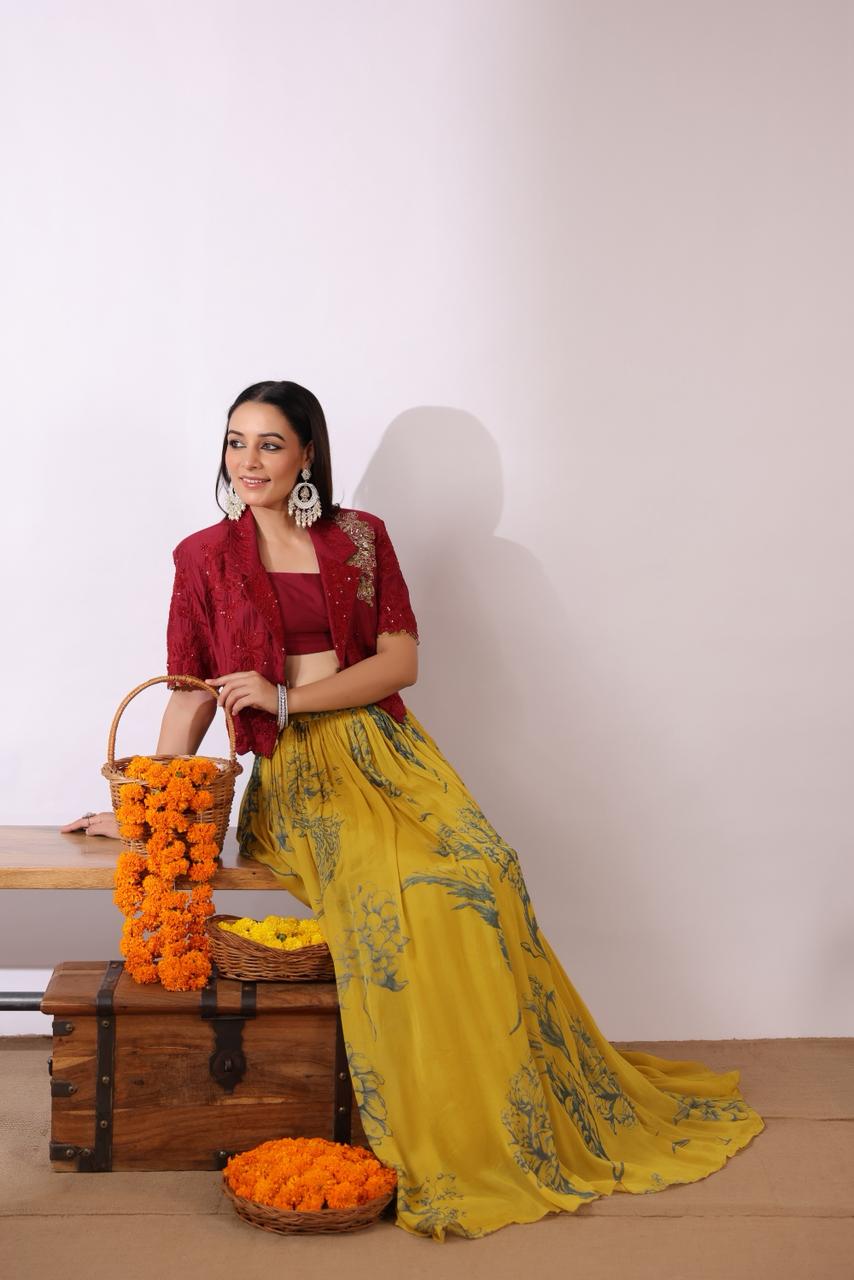 Parineeti inspired jacket skirt designer attire