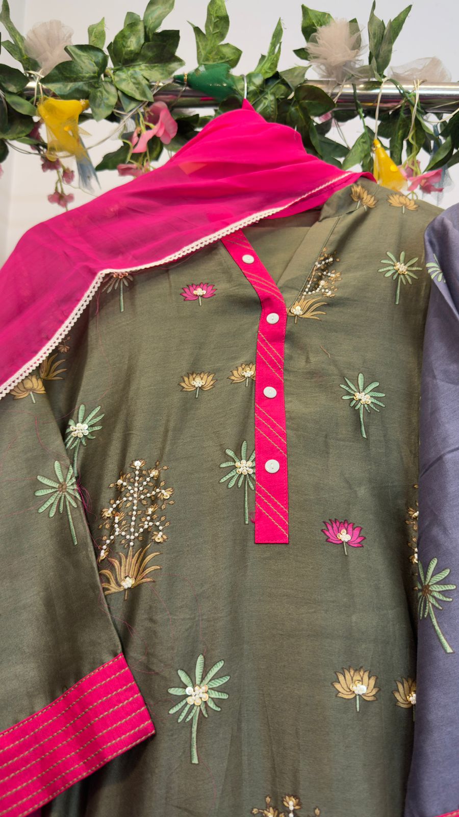 Classy look with  mul chandari silk suit with pants & organza Dupatta