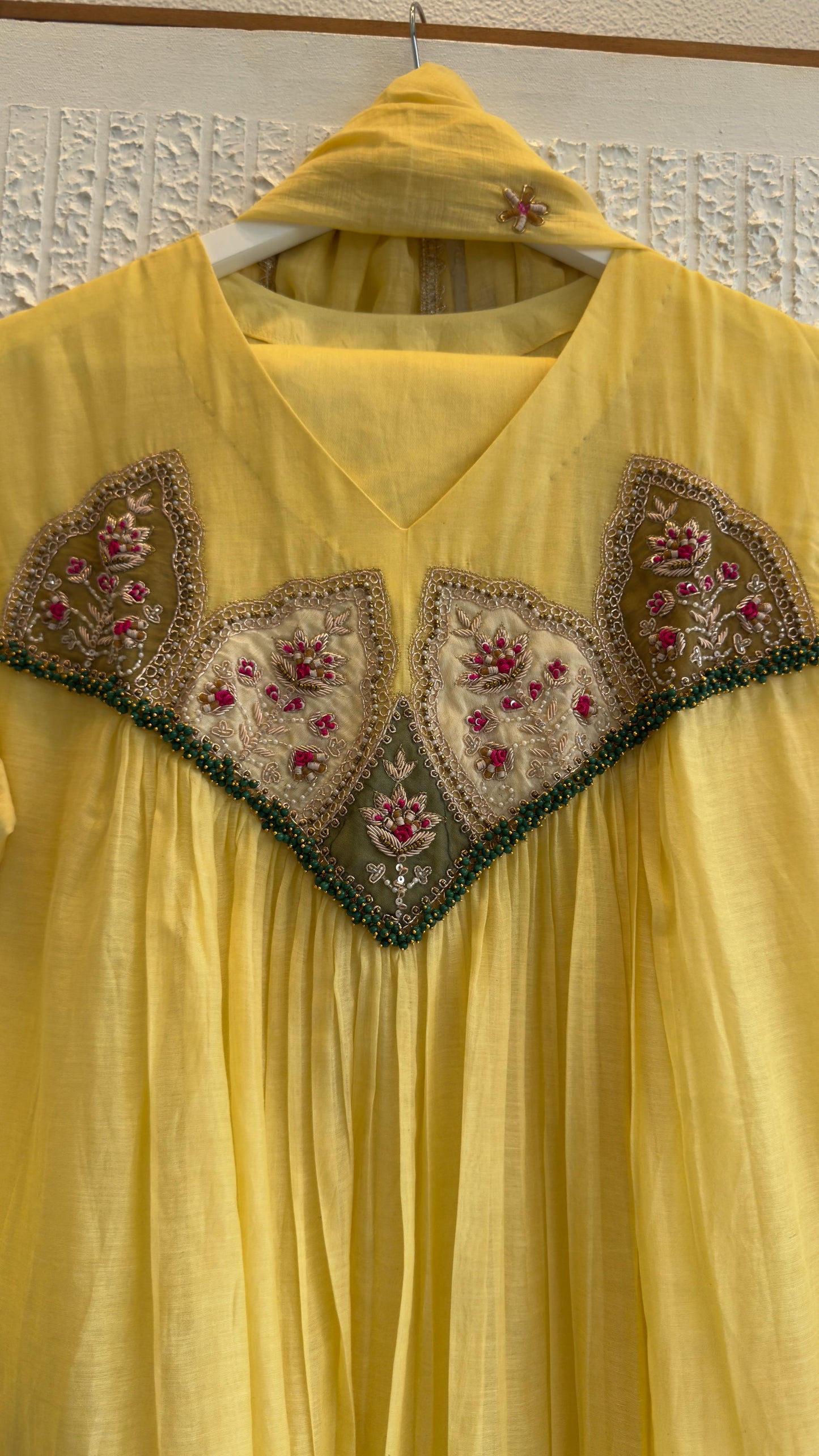 Jewel work mul chandari suit