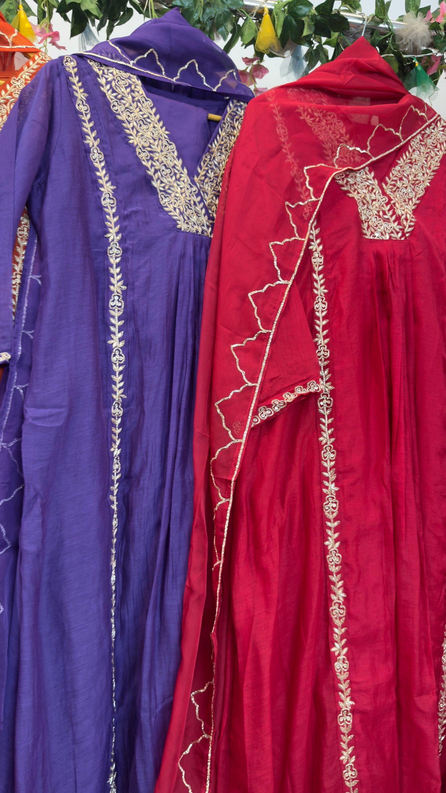 Hit mul chandari suit Aline with zari and beautiful work on kurta dup with silk pants