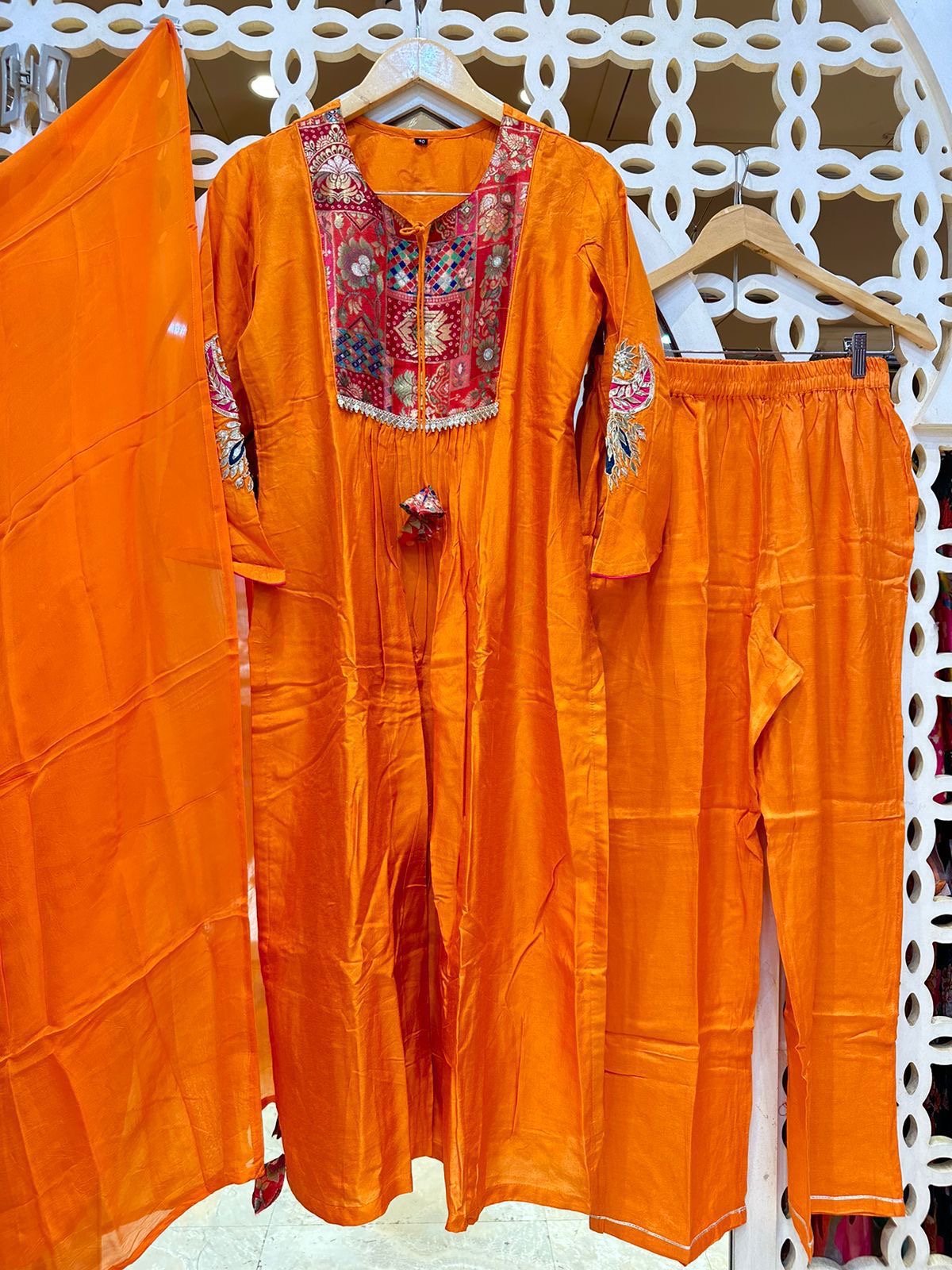 Nyra silk straight suit