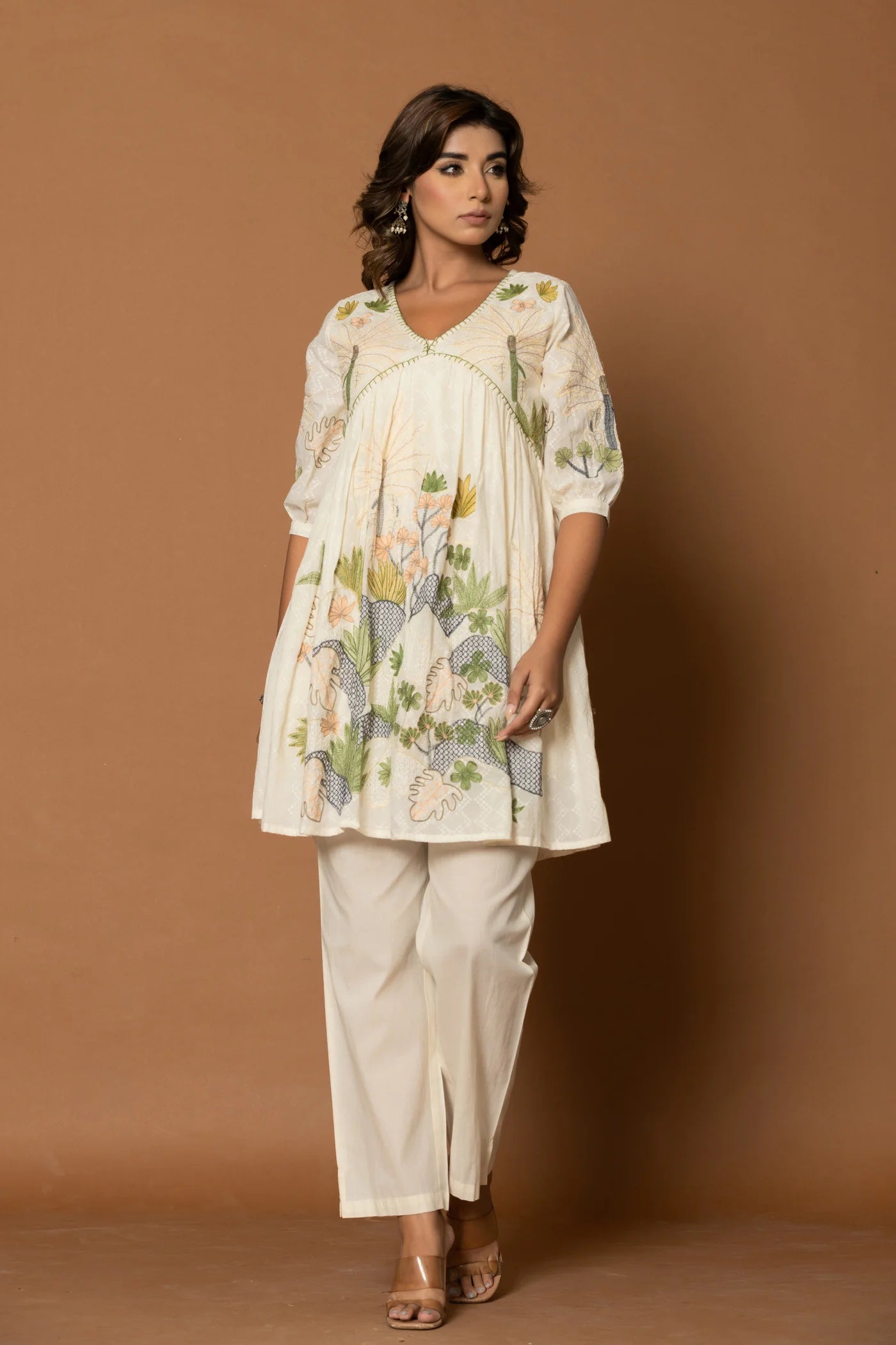 Tropical creamy cotton Co ord set
