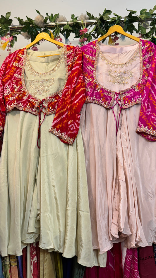 Bandhani chinon divider set