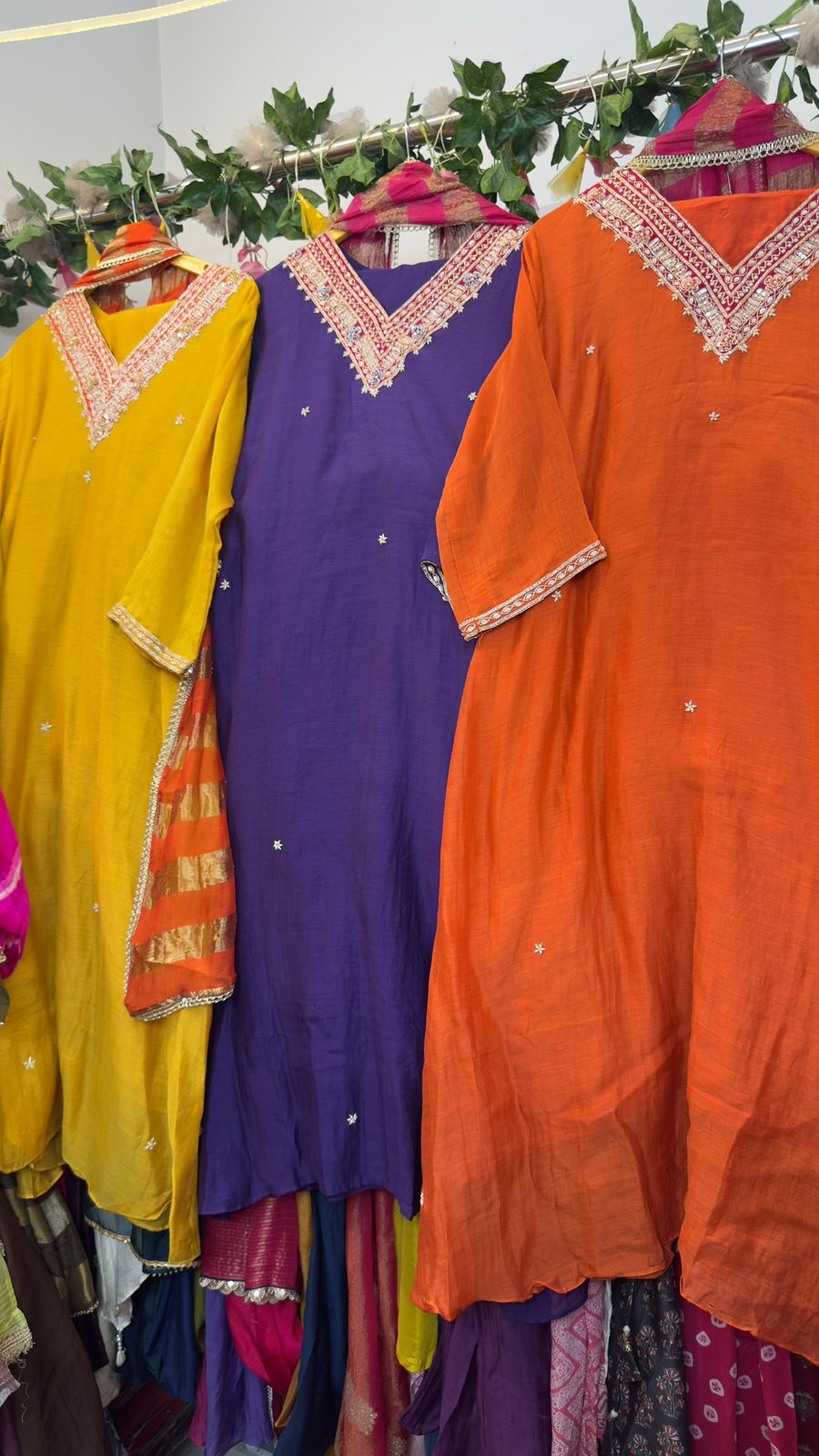 V hand work mul chandari suit