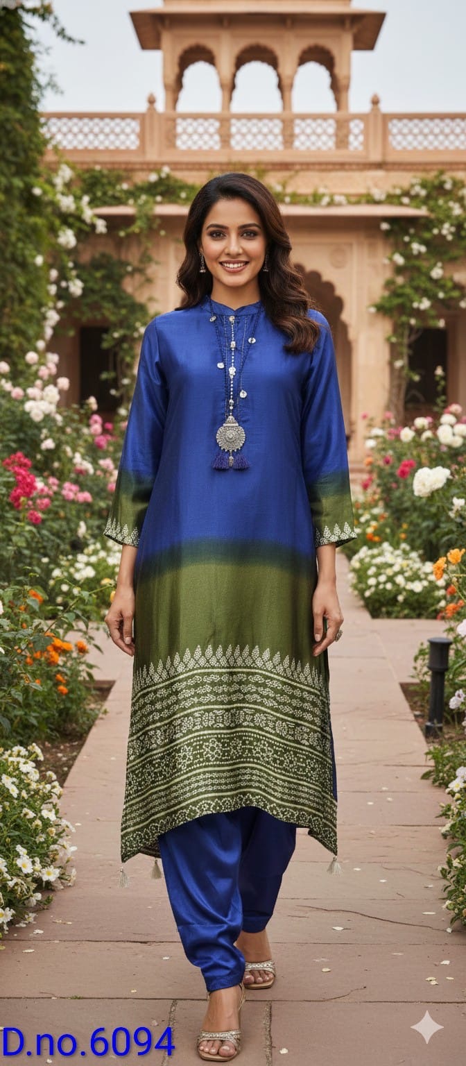 Blue Gajji kurta pant with cotton lining