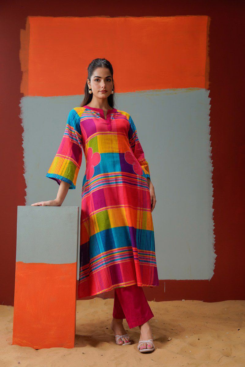 Linen cotton multi colour kurta pant