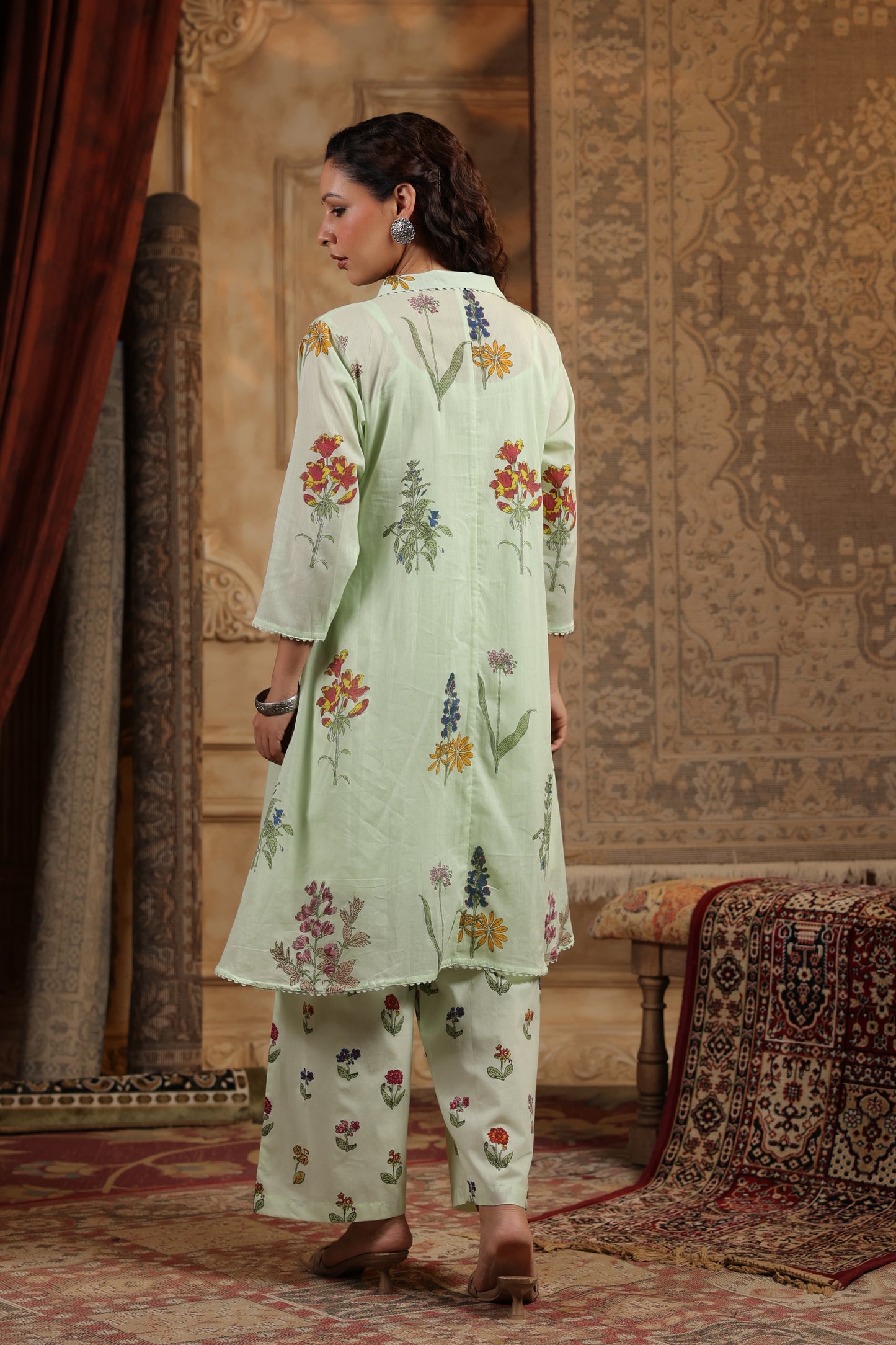 Mul cotton pista green co ord set