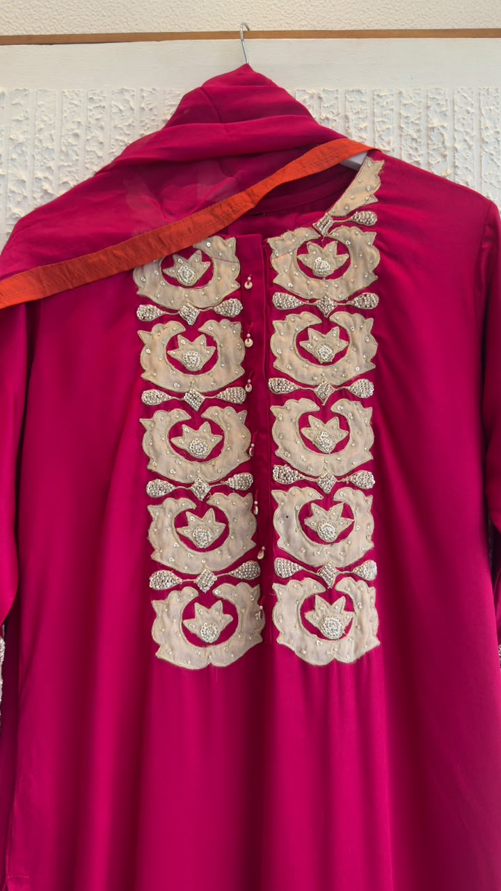 Pure crepe silk set long suit ( length 48 inch of kurta)