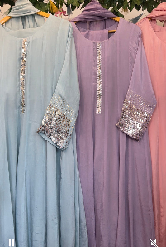 Chinon pastel Anarkali length 52 with cotton lining