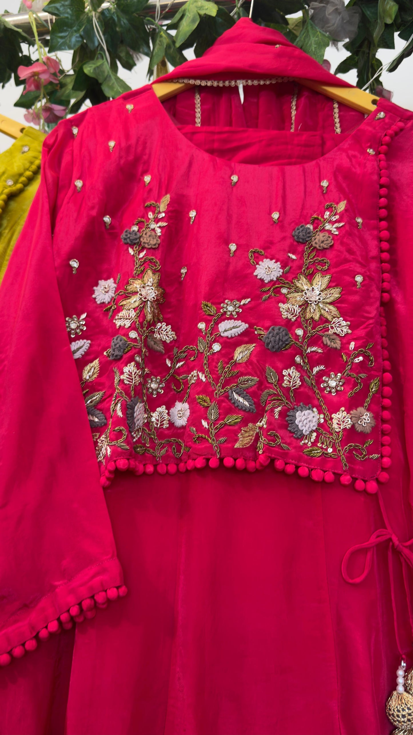 Crepe anrakha pattern with beautiful handwork suit
