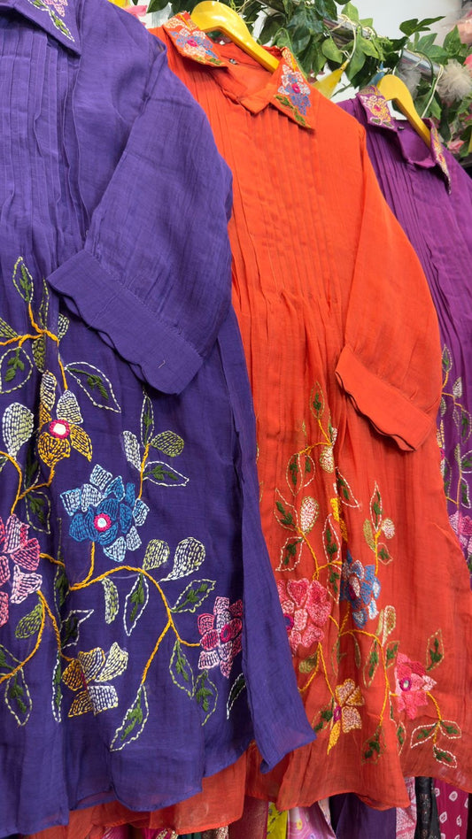 Katha Embroidery mul chandari co ord sets
