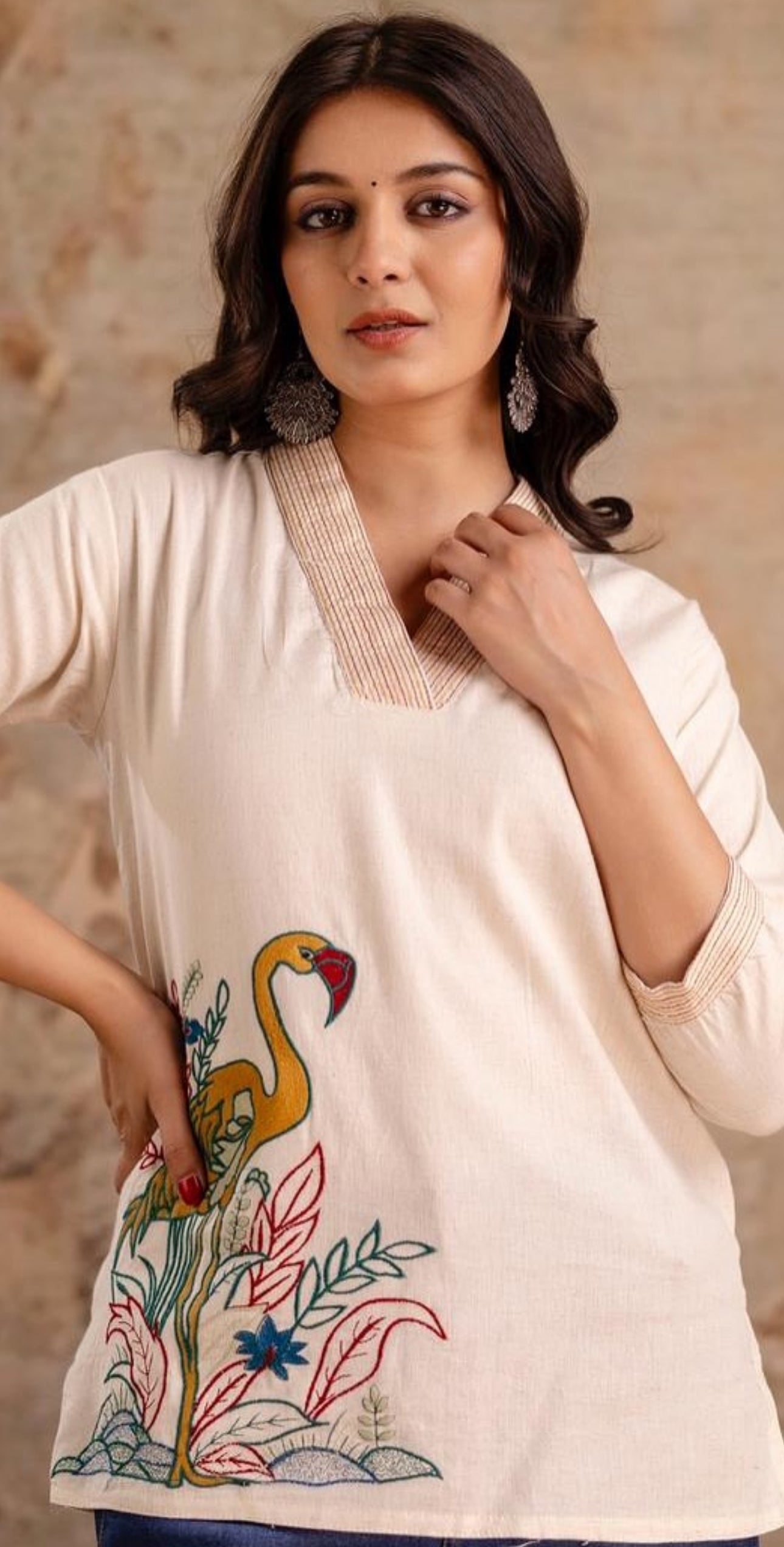 Cotton buck embroidery top