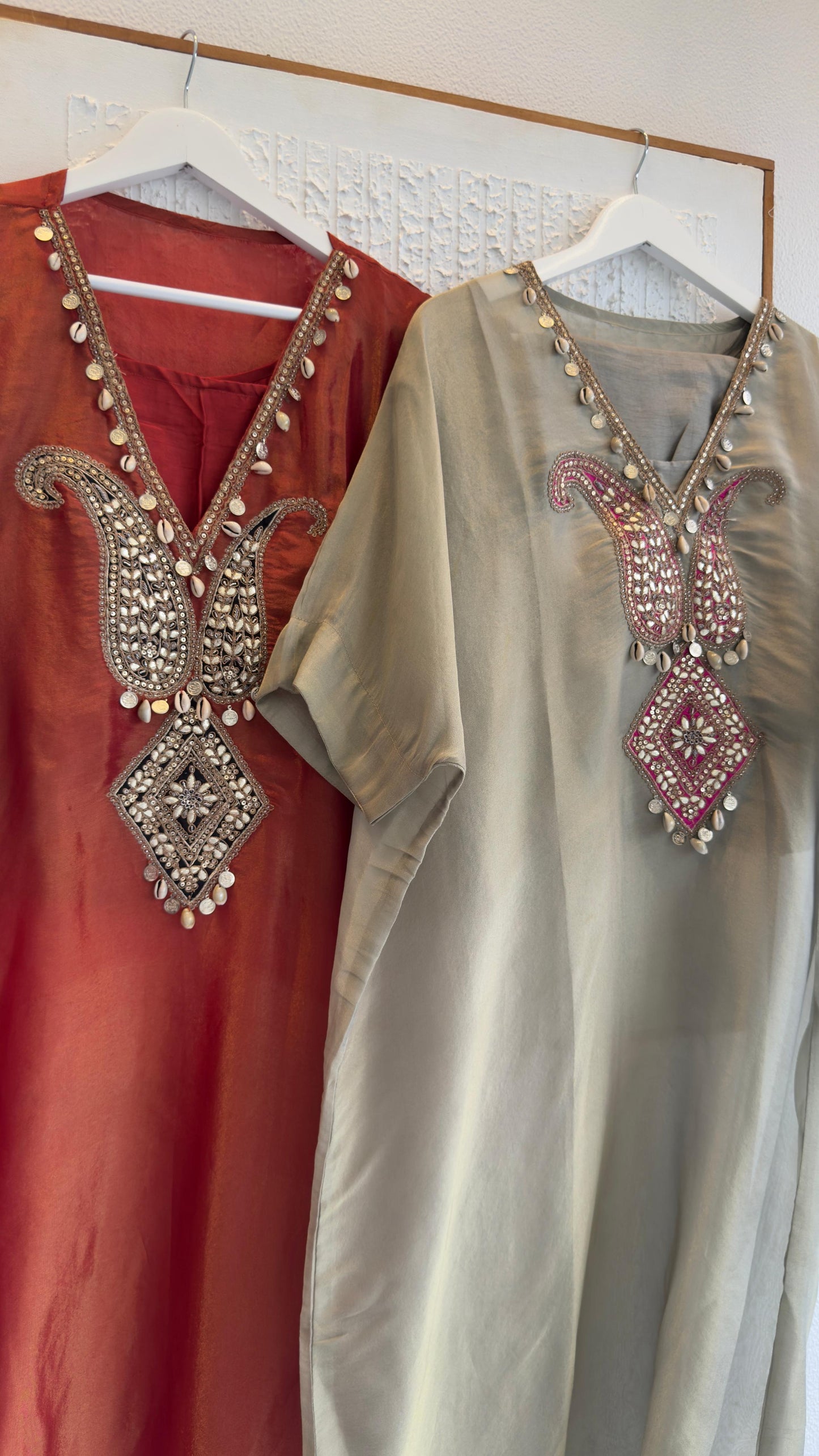 Tissue kaftan set with cotton silk inner and tissue pants