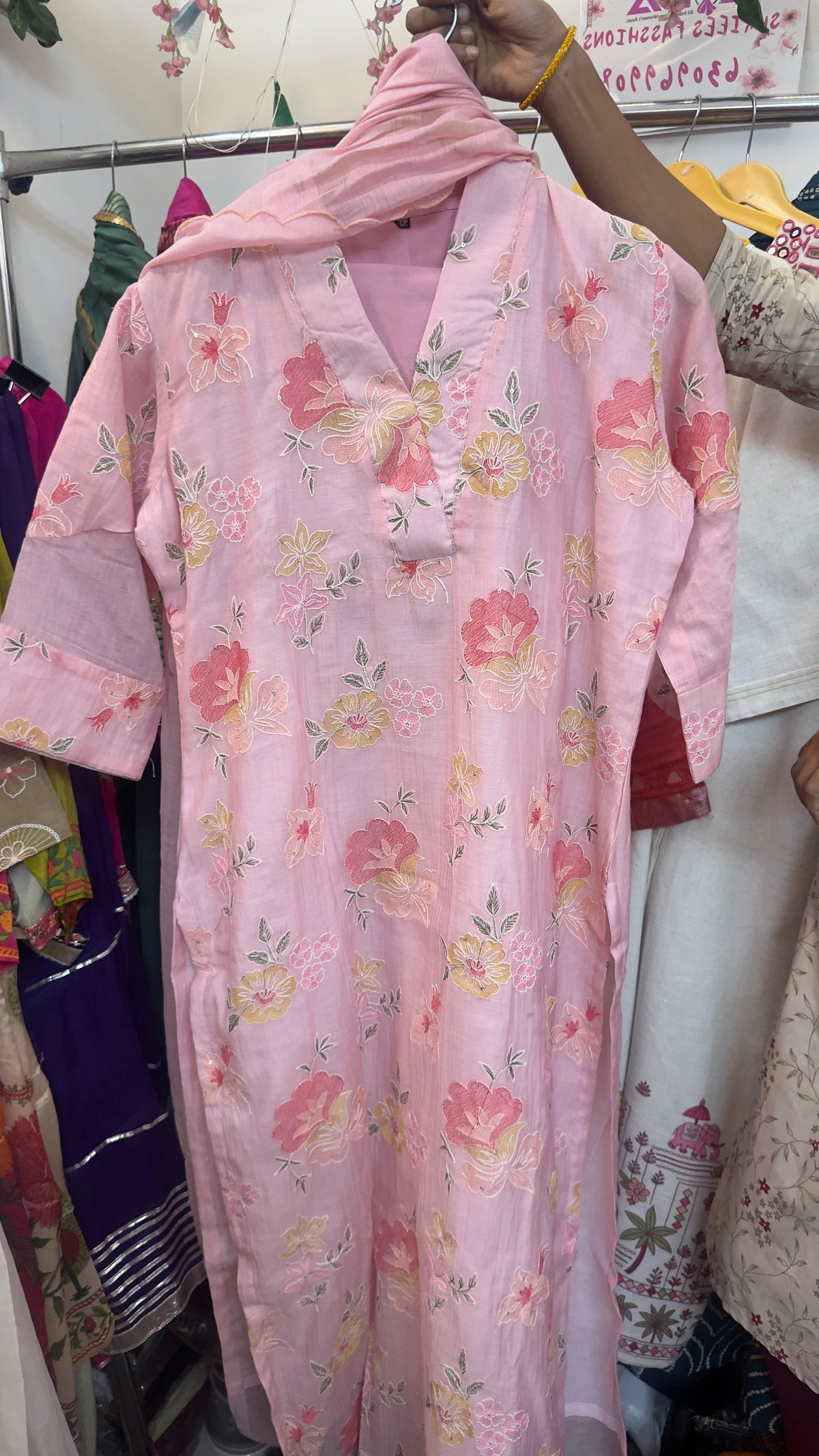 Embroidery mul chandari beautiful suit