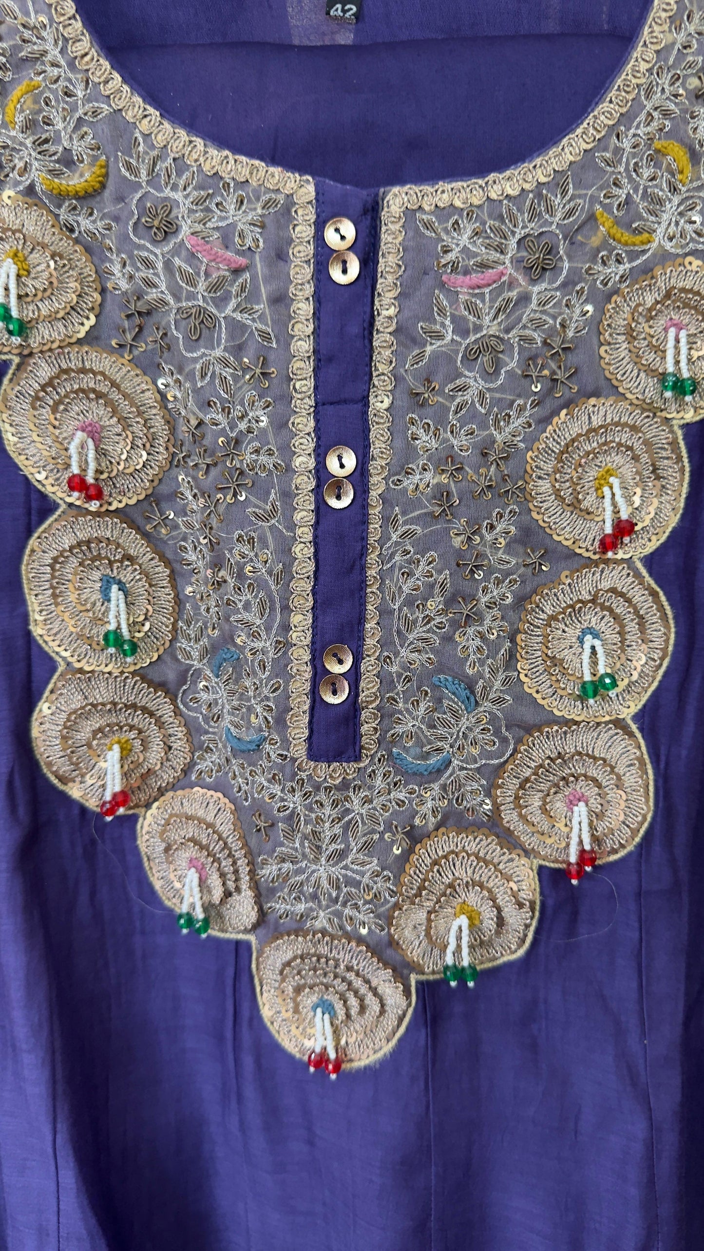 Pure mul chandari suit with elegant handwork