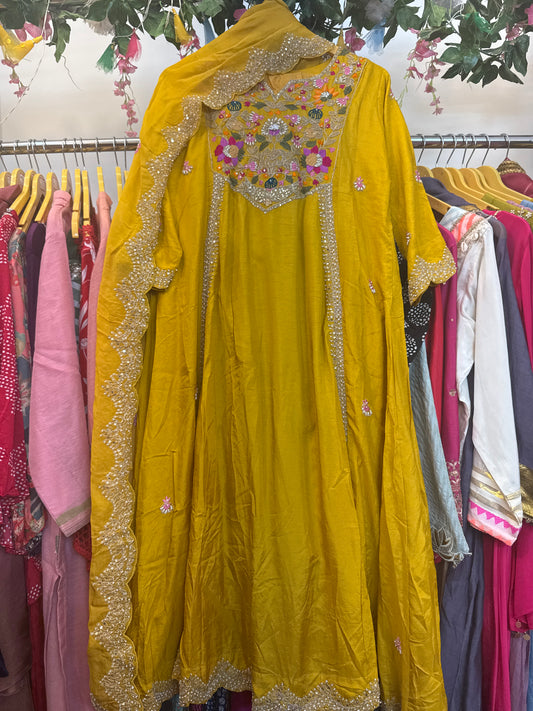 Premium Anarkali ( yellow/blue/wine)