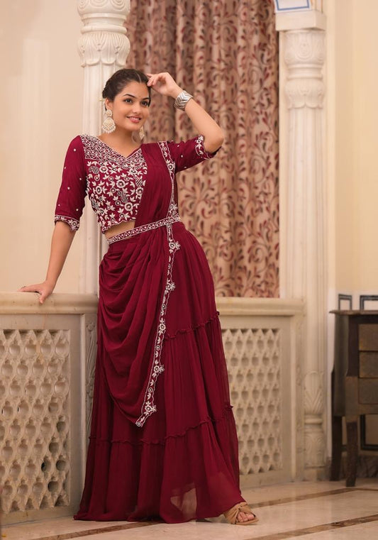 Marron Ready to wear saree