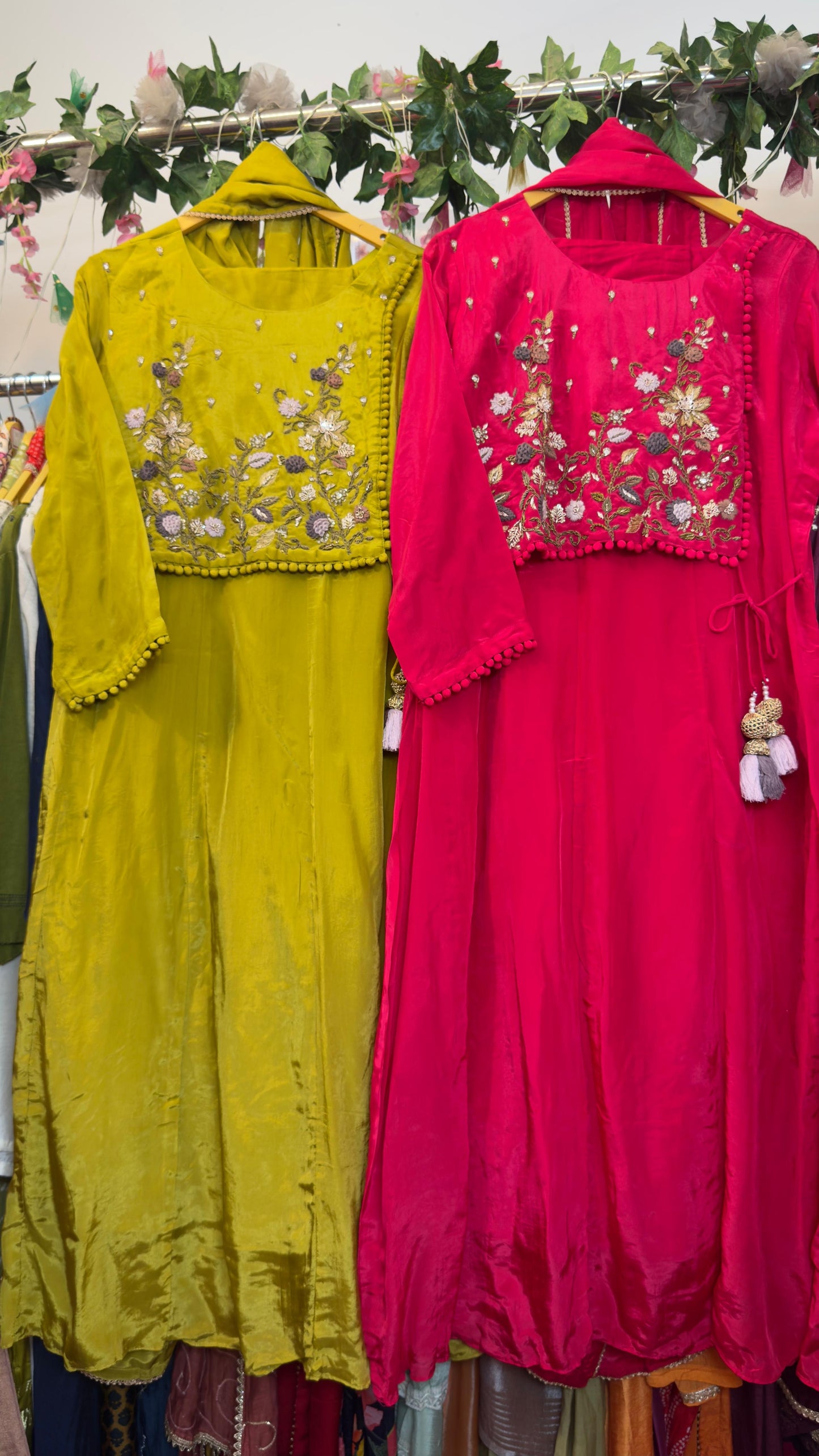 Crepe anrakha pattern with beautiful handwork suit