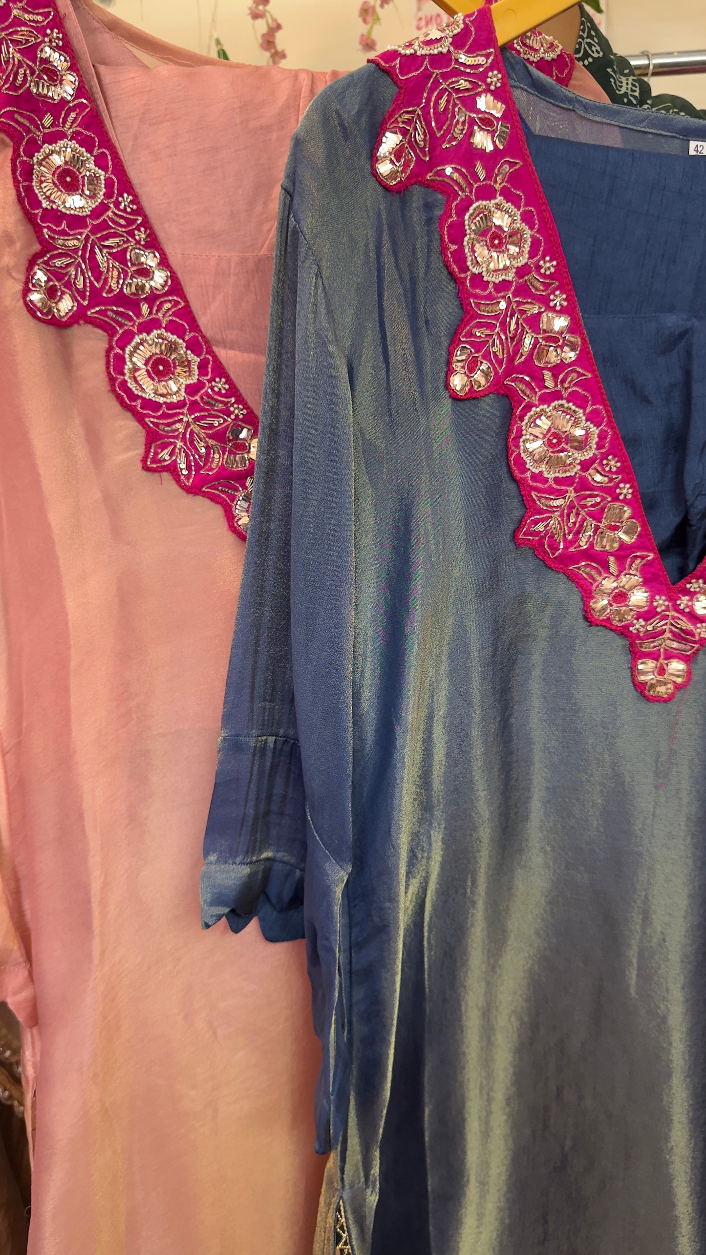 Simmer peach tissue with bruster with dhoti pants