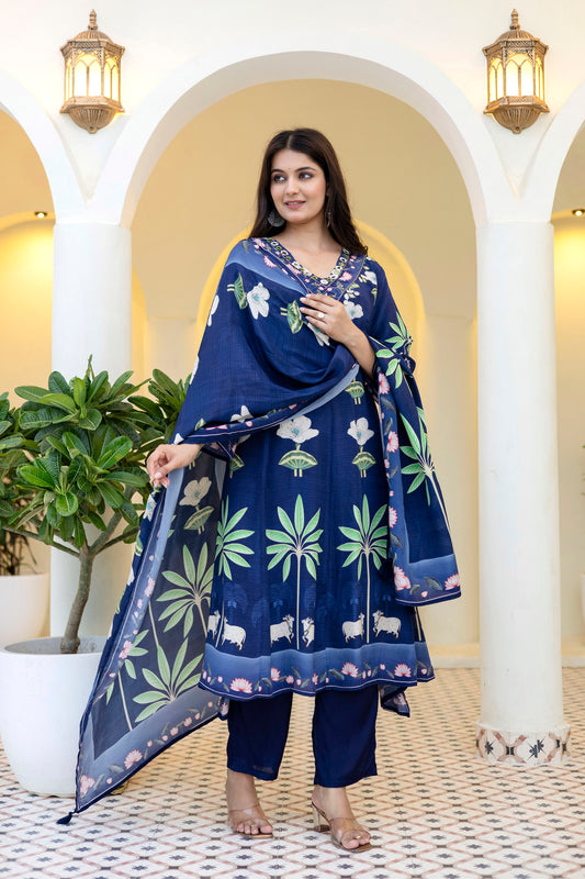 Picwai blue crepe Aline suit