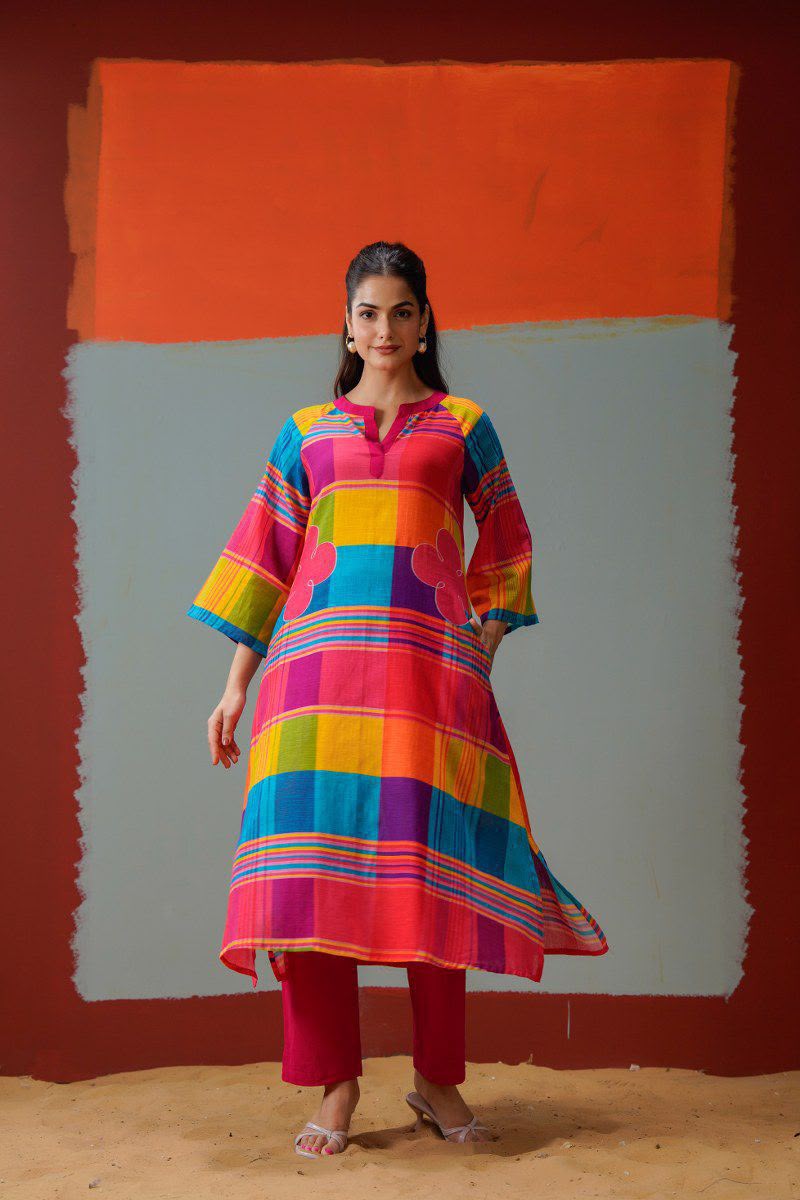 Linen cotton multi colour kurta pant