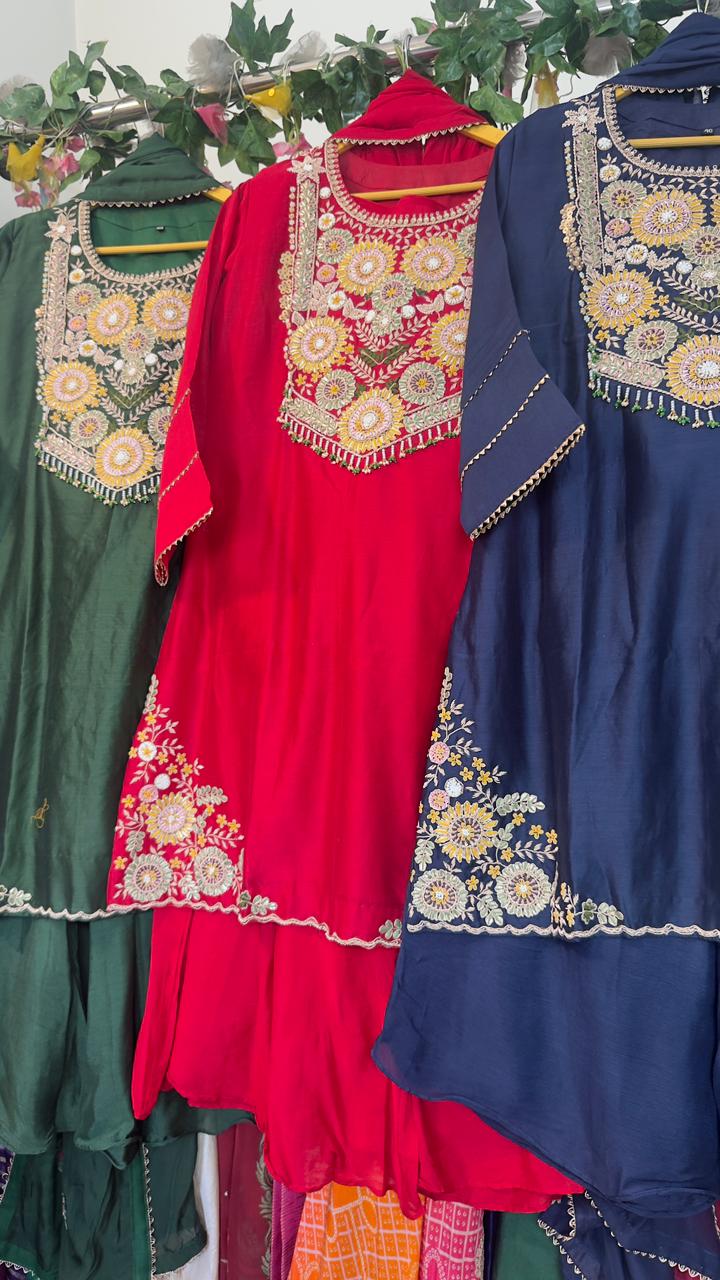 Heavy chandari silk sharara set