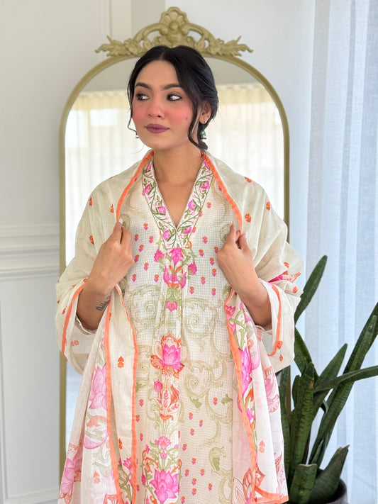 Cream kota doria suit