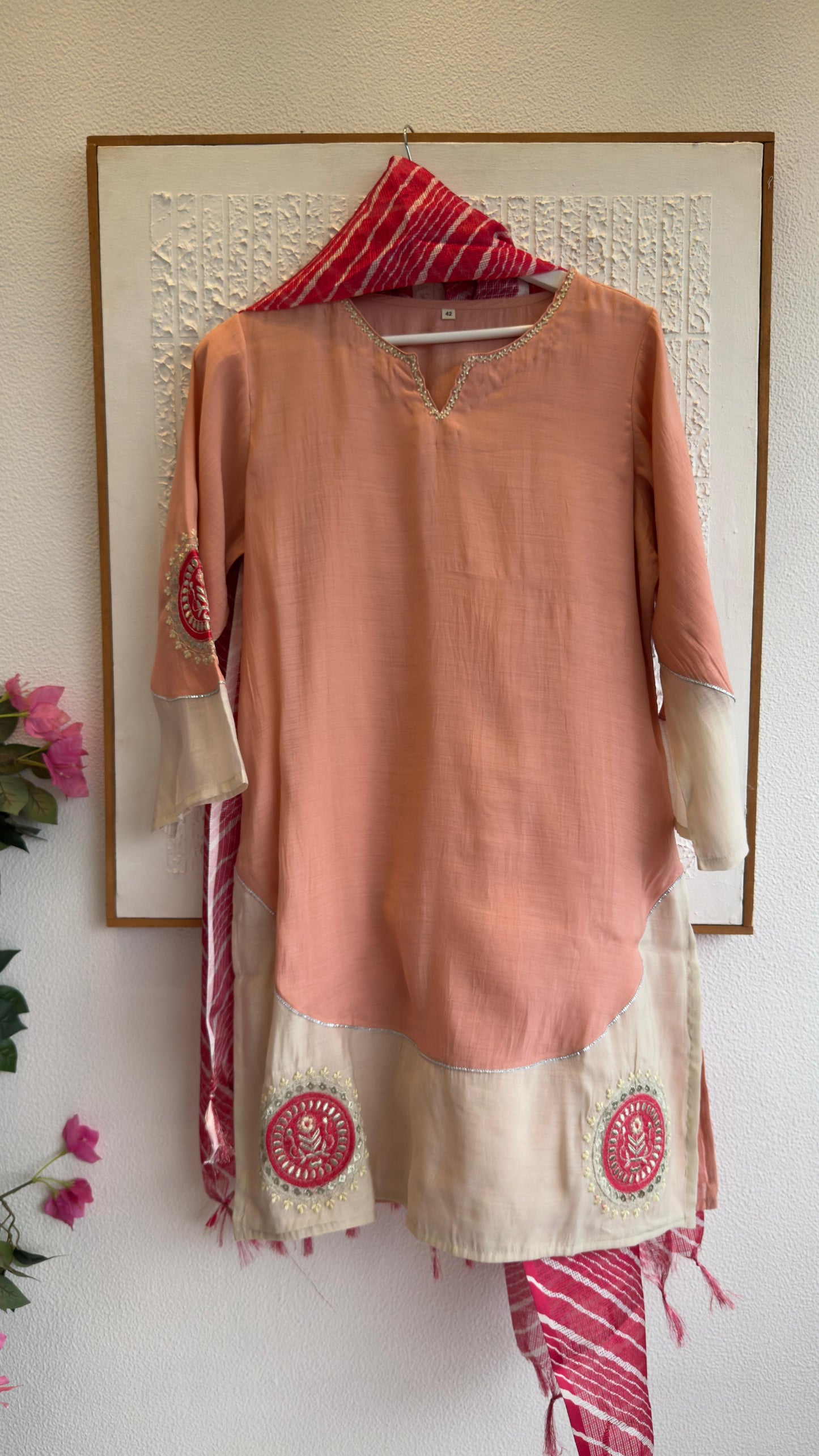 Chandari cotton with kota doria dupatta and Farshi salwar