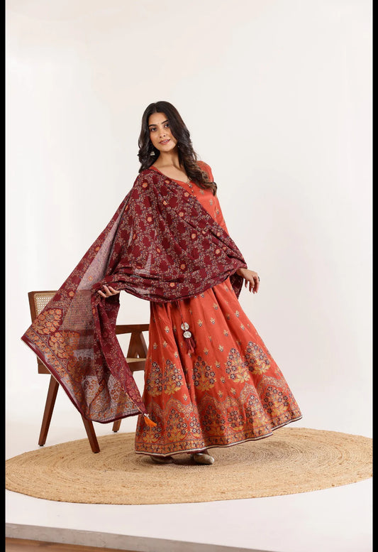 Art silk gown duppata (5 colour)
