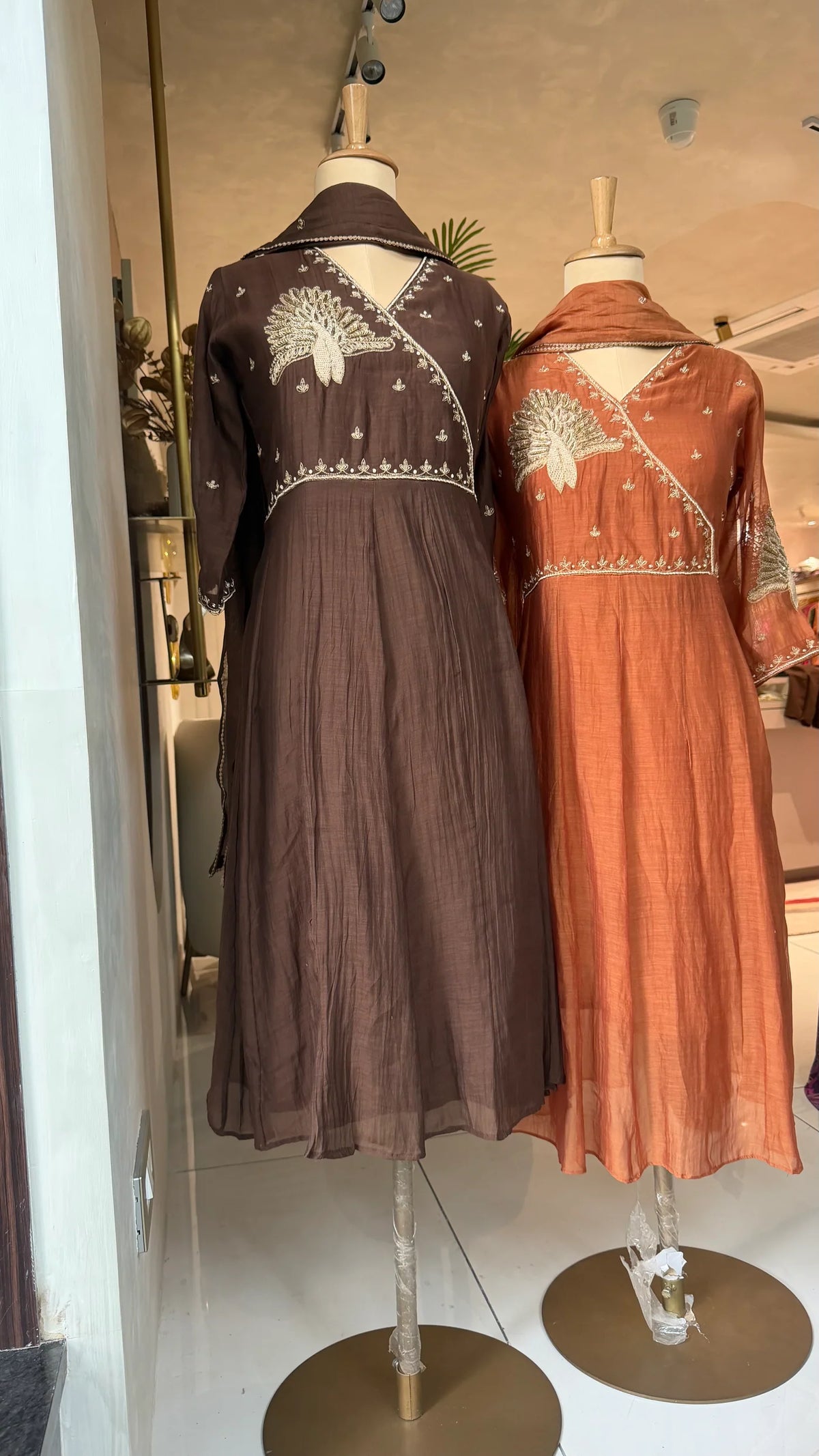 Peacock Zari work Aline mul chandari suit