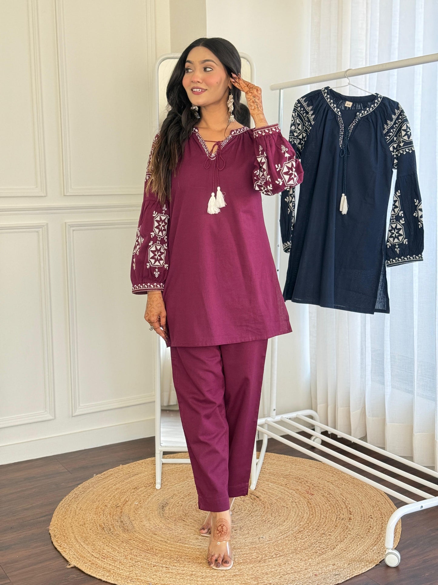 Cotton embroidery co ord set