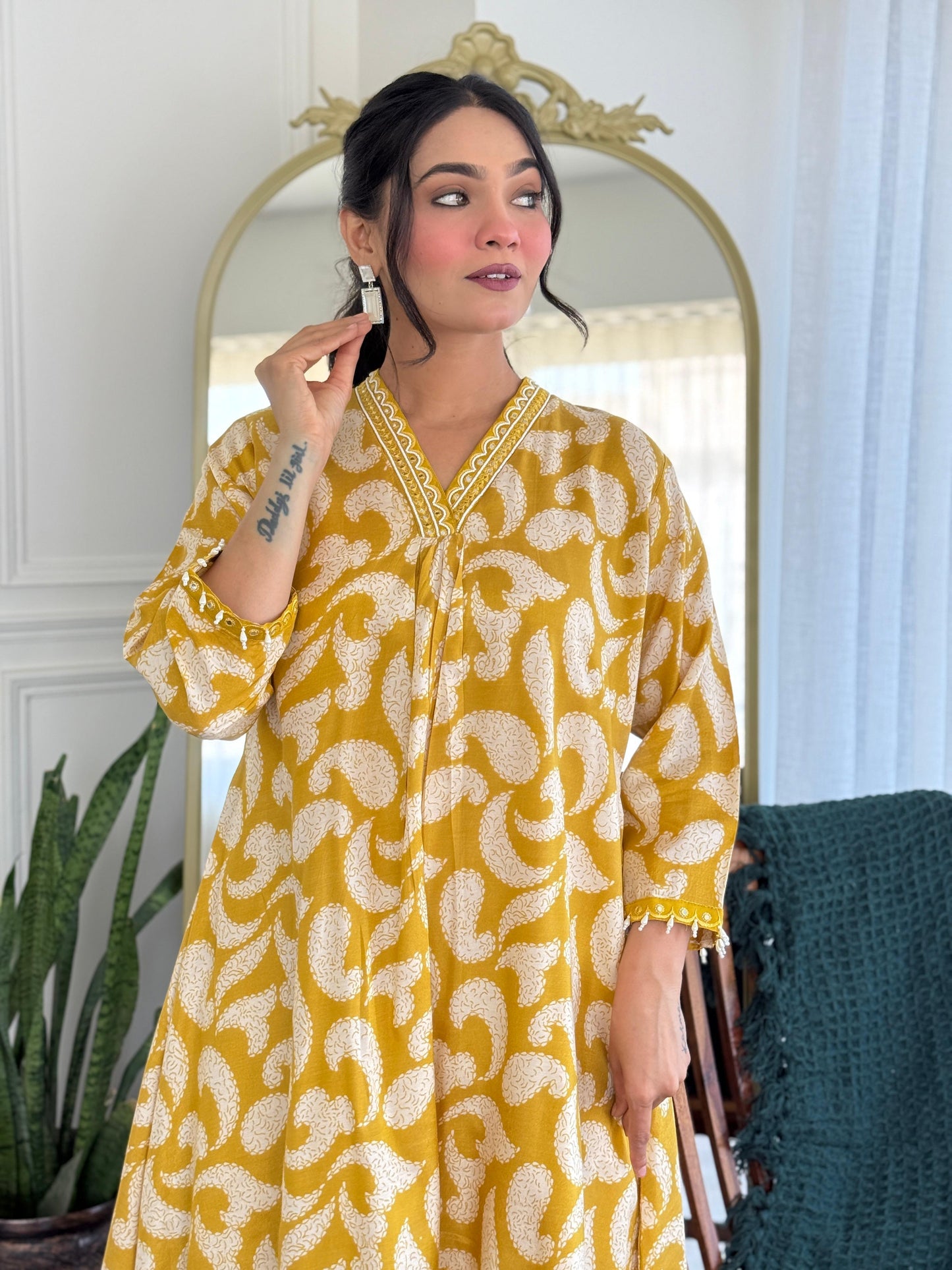 Smarty Muslin Yellow co ord set