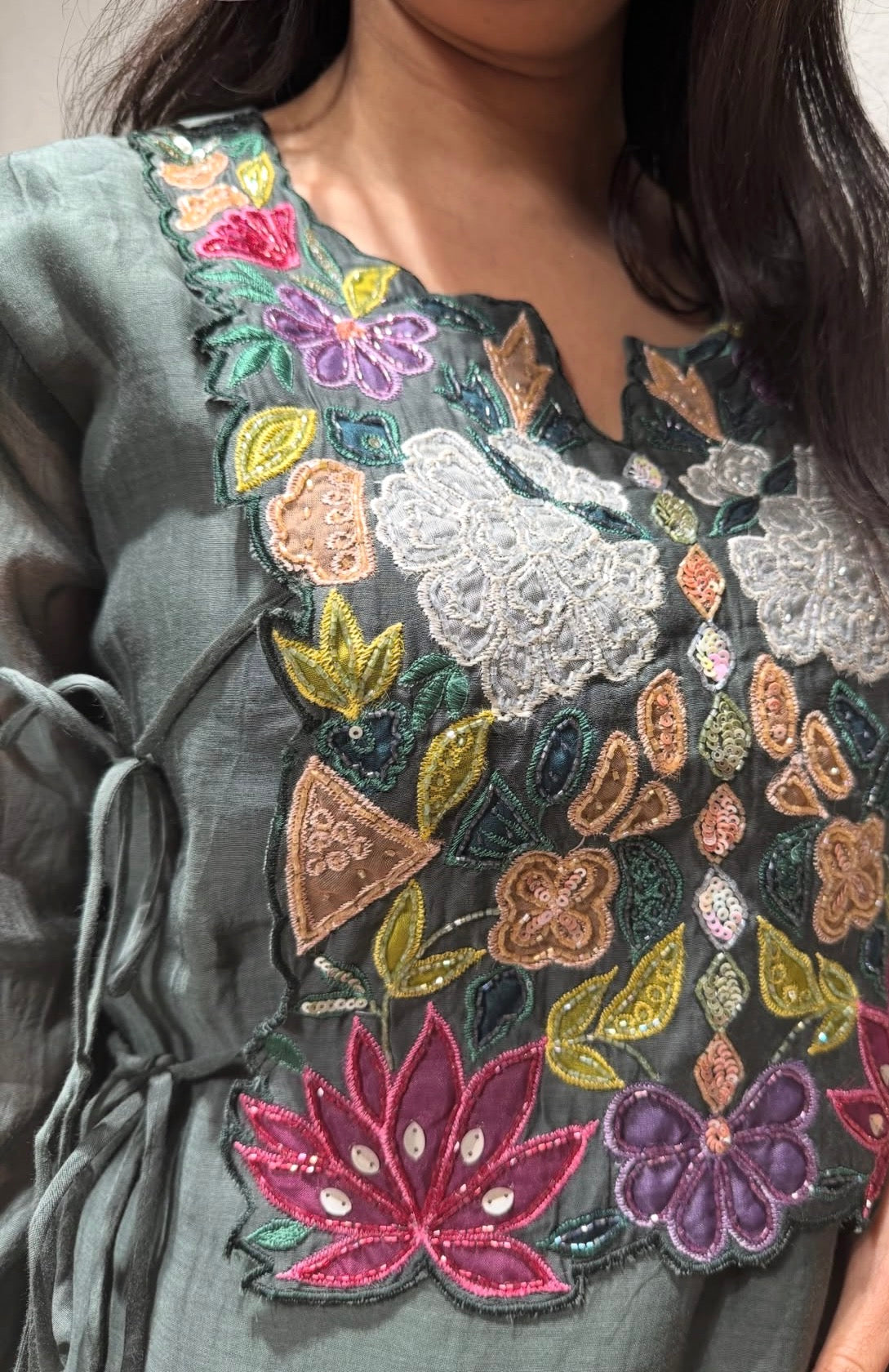 Fusion Indian Co ord set in mul chandari kurta pant