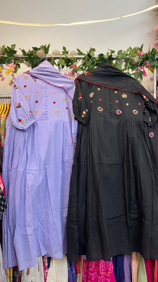 Embroidery mul cotton Anarkali