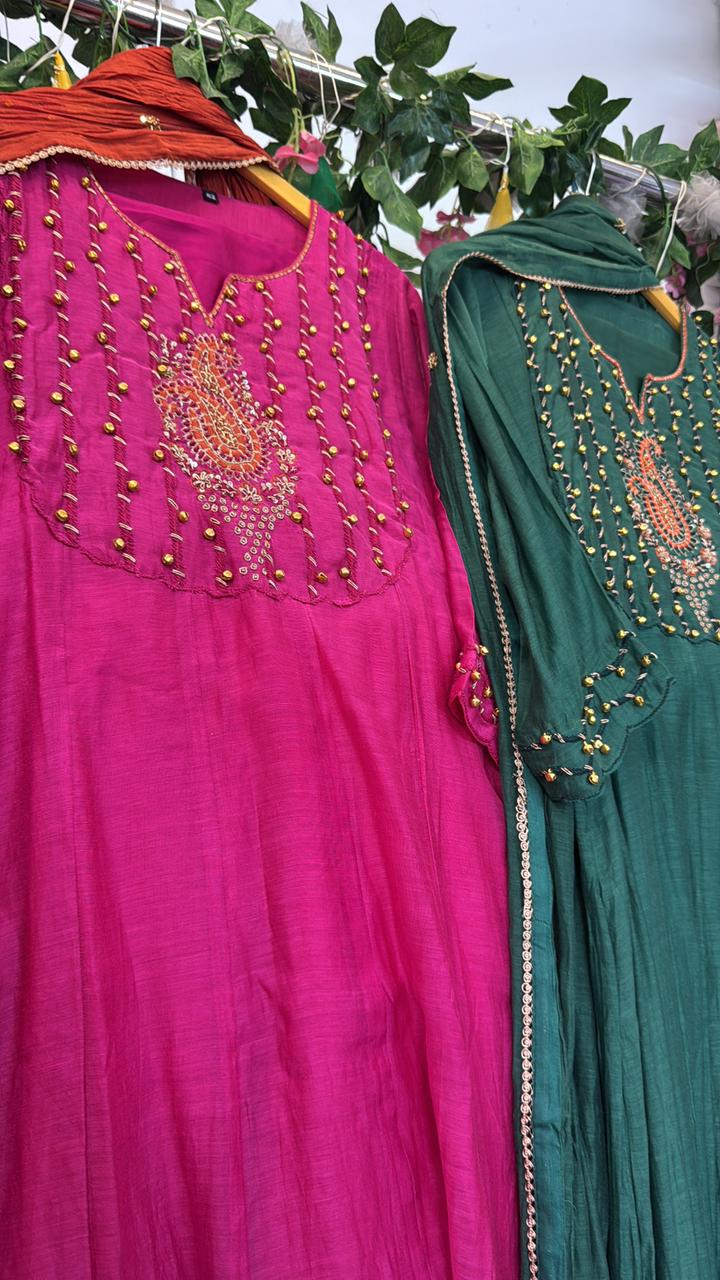 Ghungroo mul chandari Aline suit