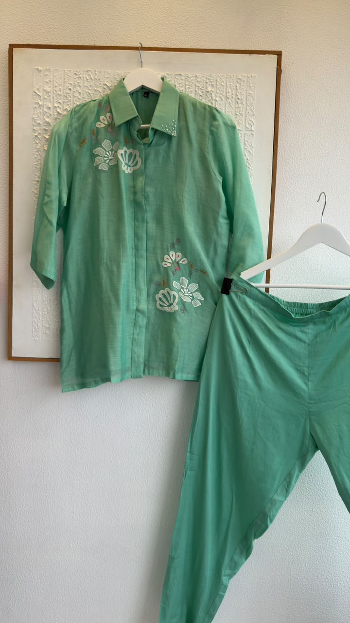 Korean style mul chandari co ord with beautiful colours & embroidery (Copy)