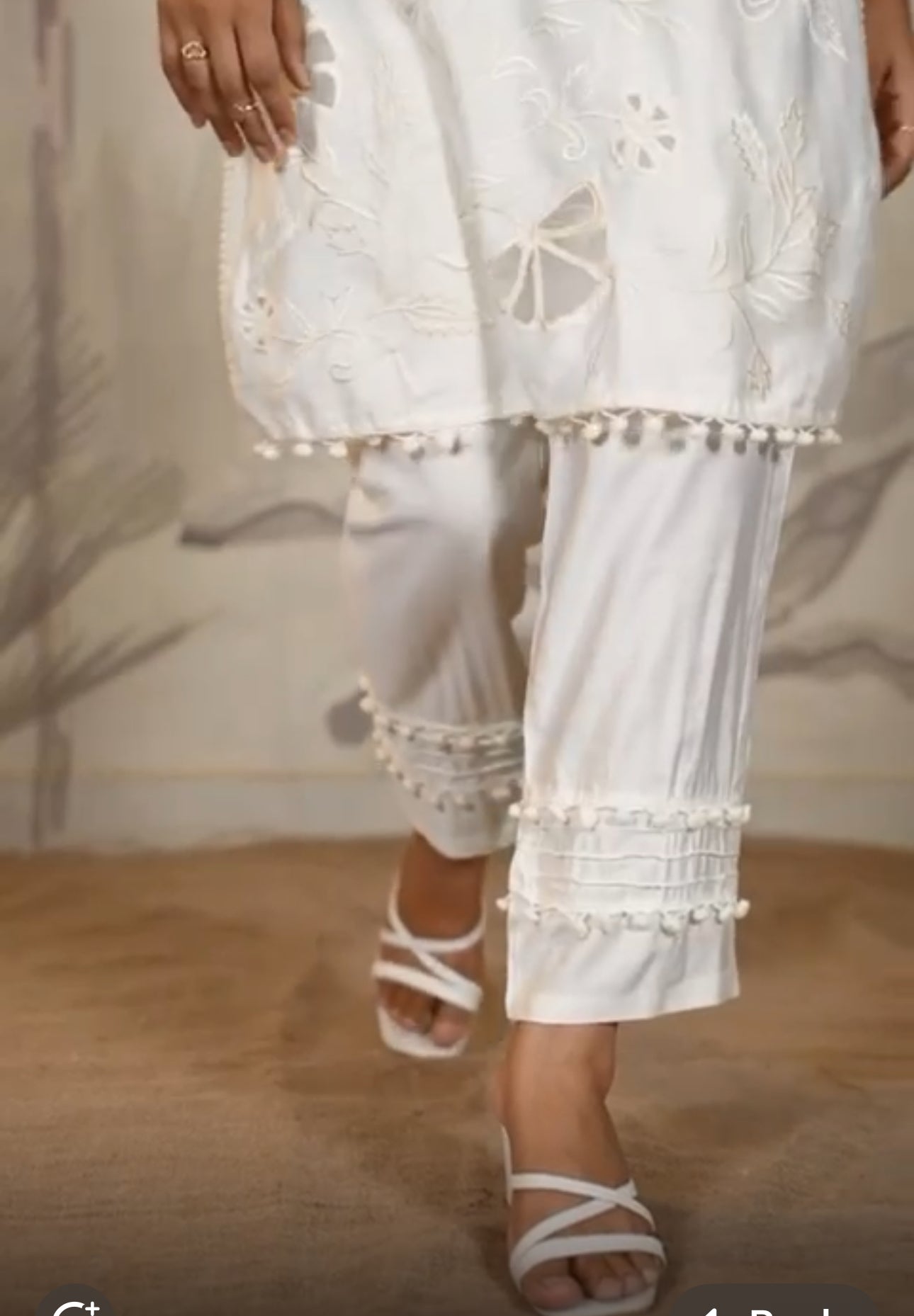 White cotton silk co ord