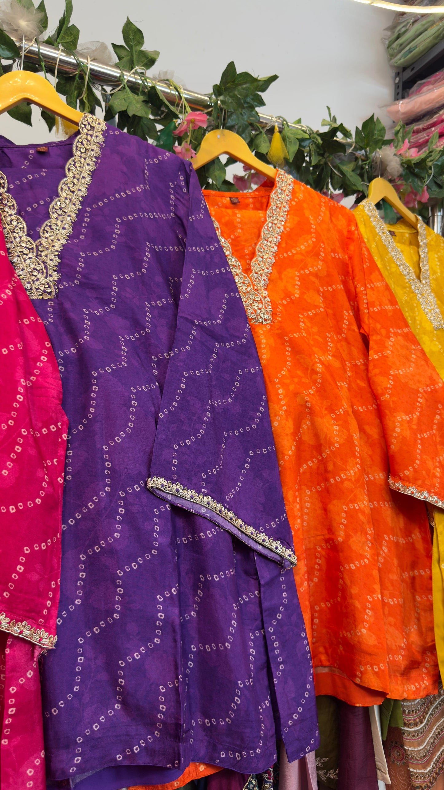 Trendy ethnic fusion Bandhani silk co ord set lining in both top & bottom