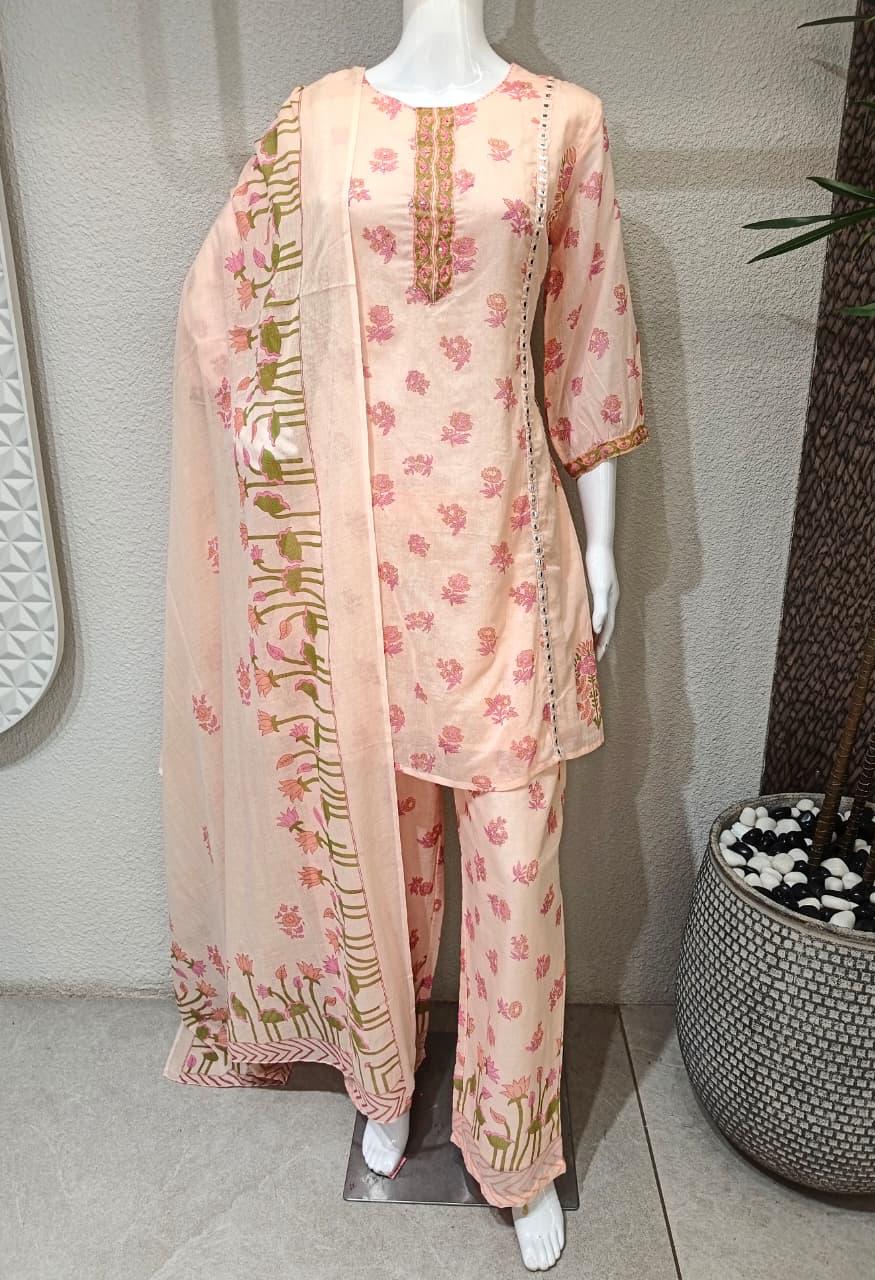 Classy chandari cotton hand block suit